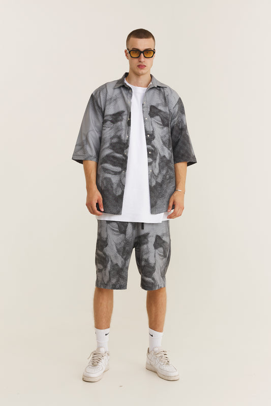 Short Sleeve Shirt & Bermuda Set Grey (recycled fabric)