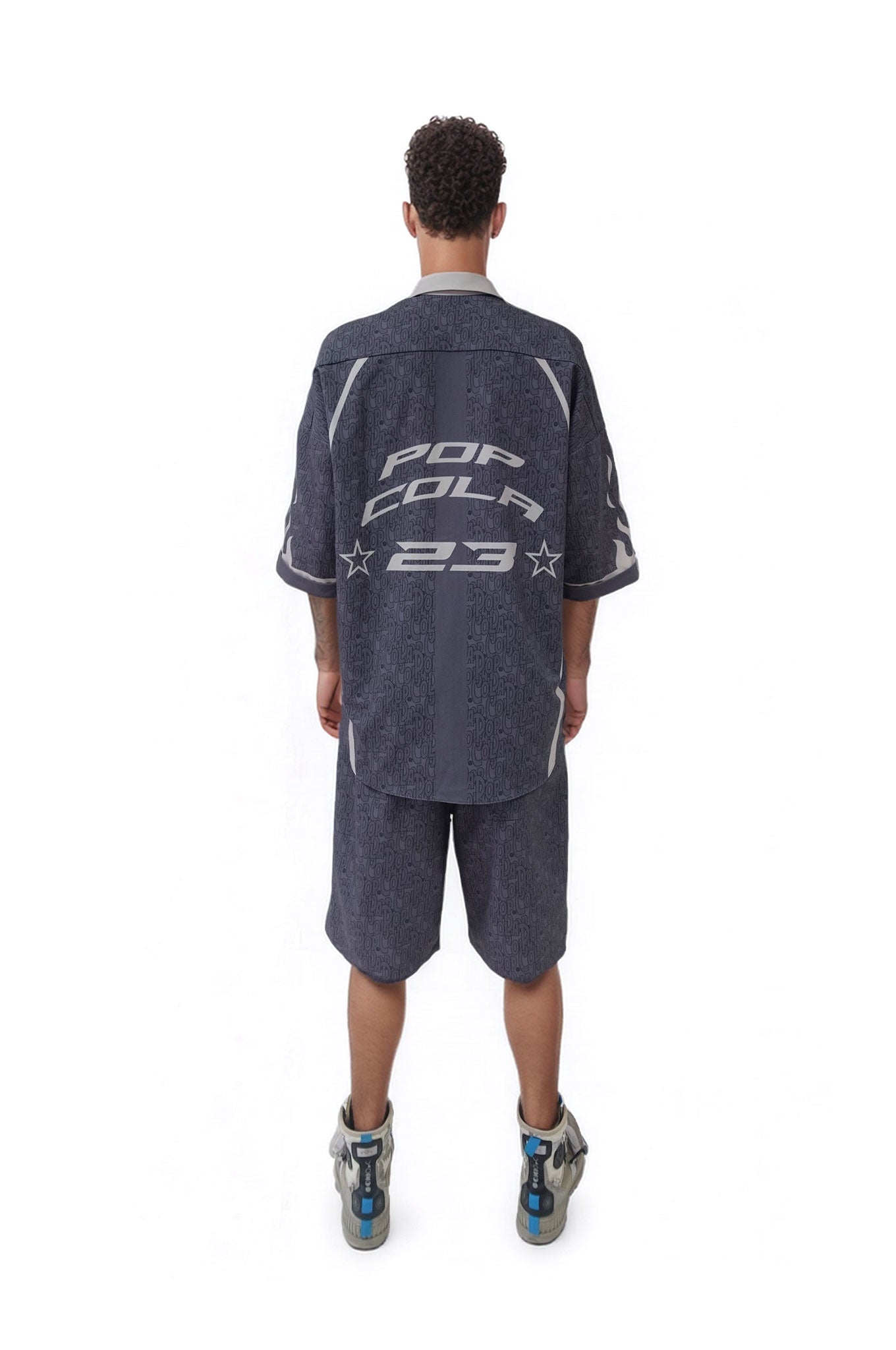 Set Pop Cola 23 Grey Cămasă mânecă scurtă și Bermude