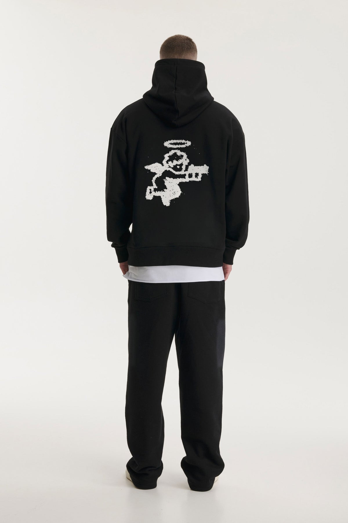 Black Hoodie Angel - back full look