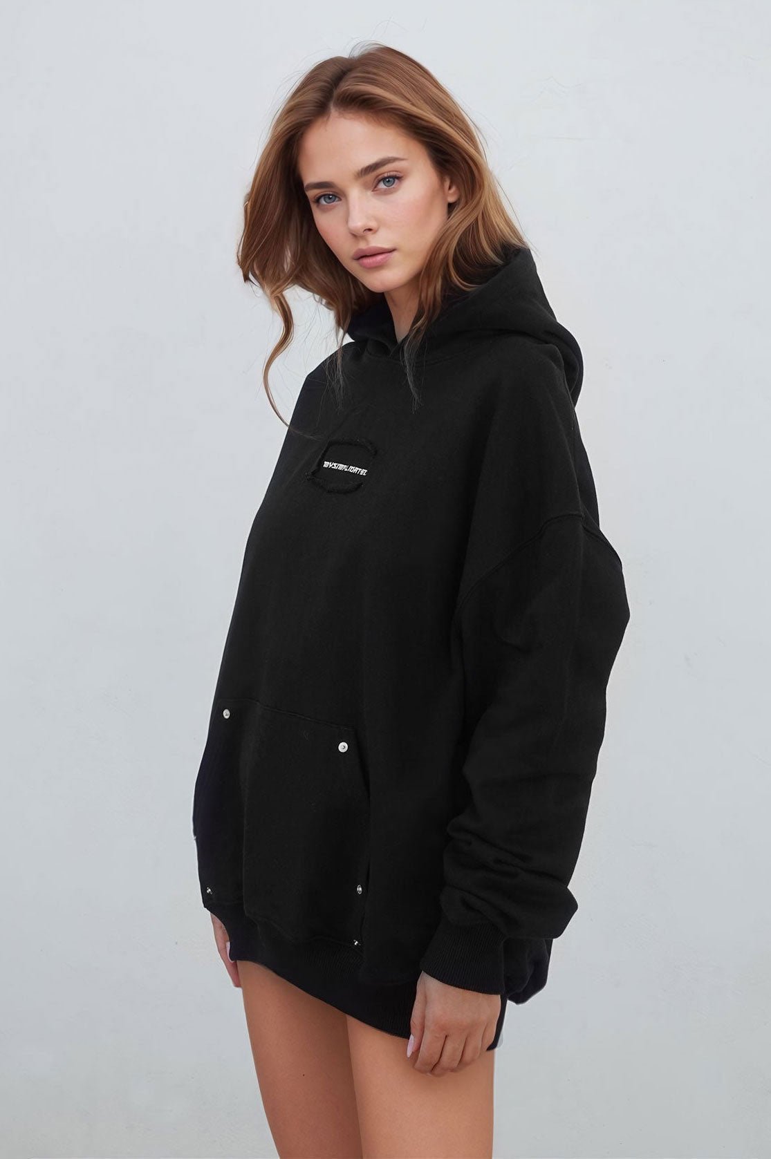 Black Hoodie Hidden Logo - MYS