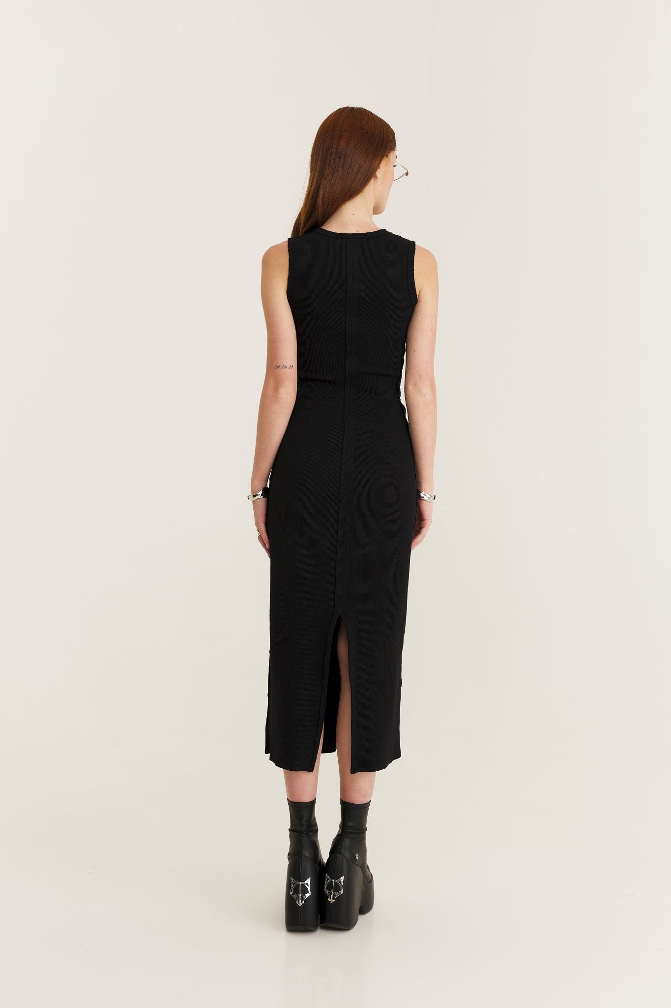 Black Rib Raw Dress - MYS