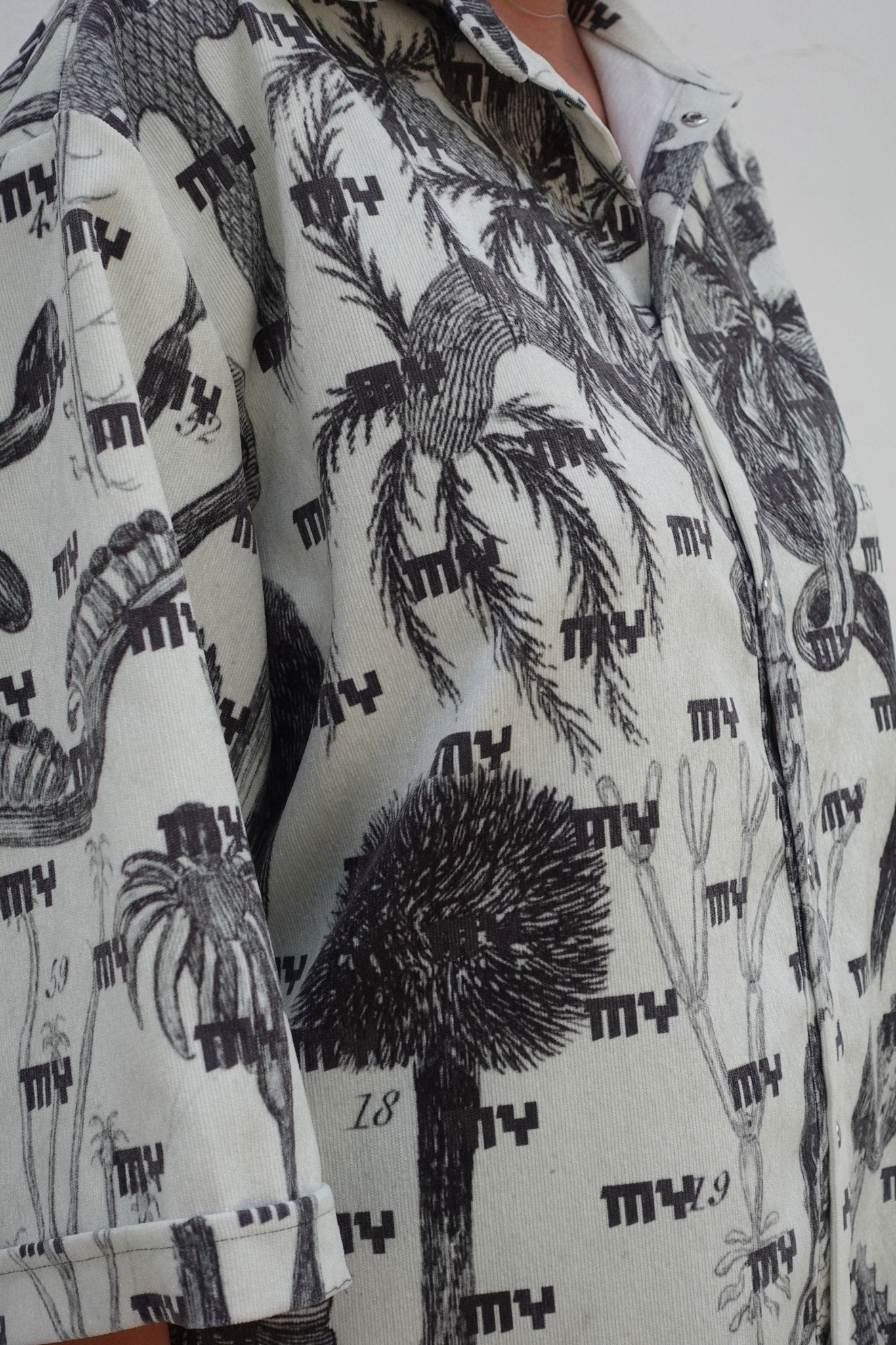Botanical Ribbed Fabric Short Sleeve Shirt - MYS