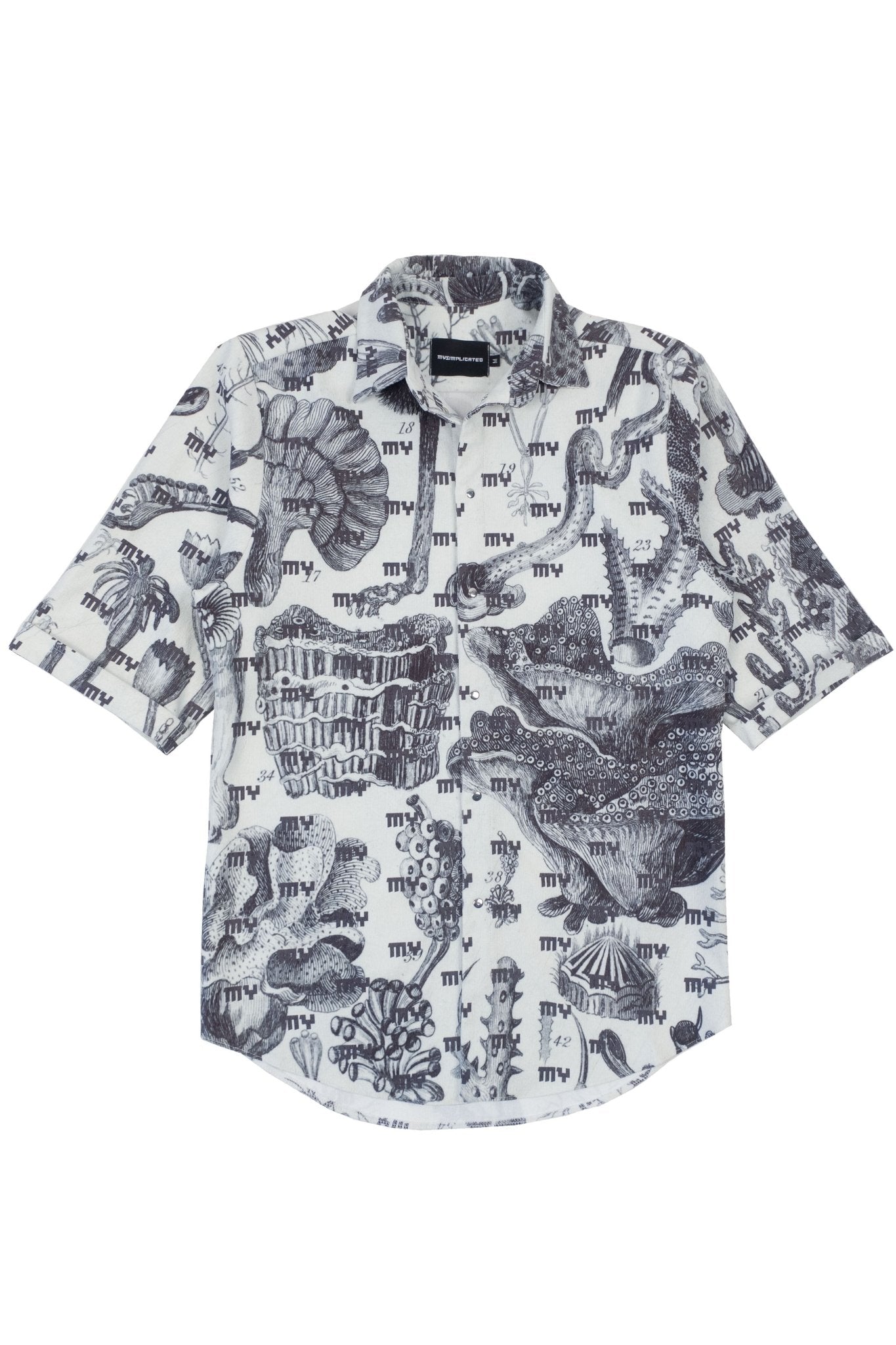 Botanical Ribbed Fabric Short Sleeve Shirt - MYS