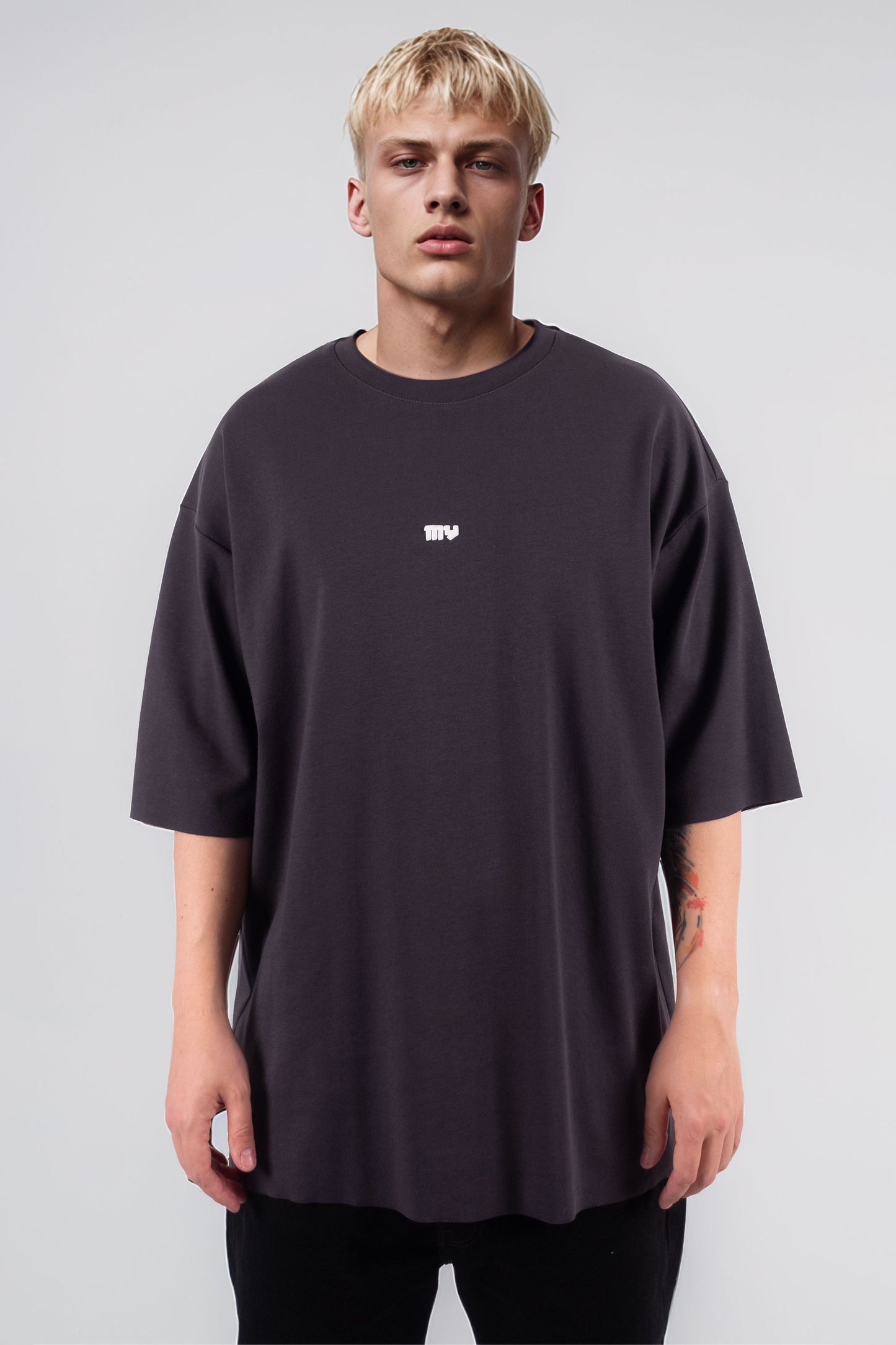 Purple Charcoal Oversized Basic T-shirt - MYS
