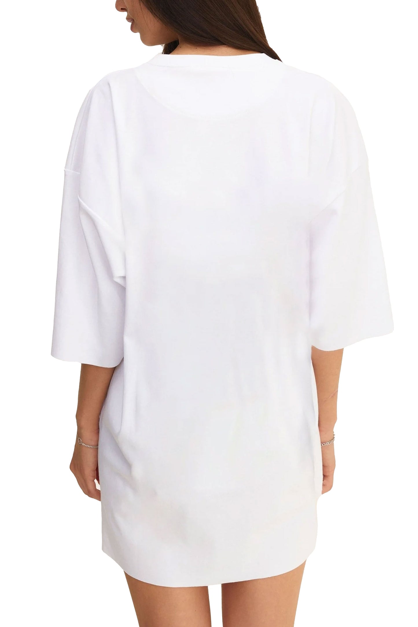 Croissant Oversized White Cotton T-Shirt - MYS