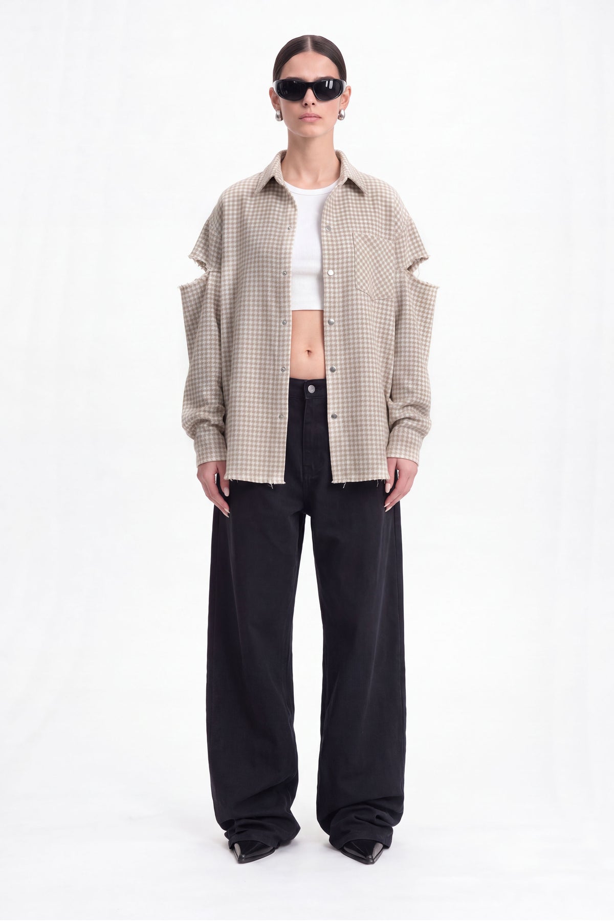 Fragmented Sleeves Shirt Cream