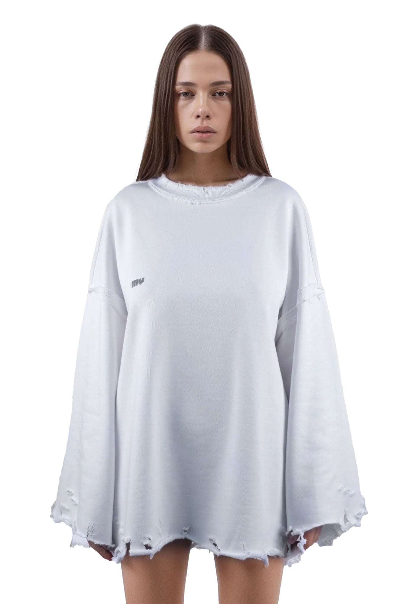 Dystopia White Oversized Sweater - MYS