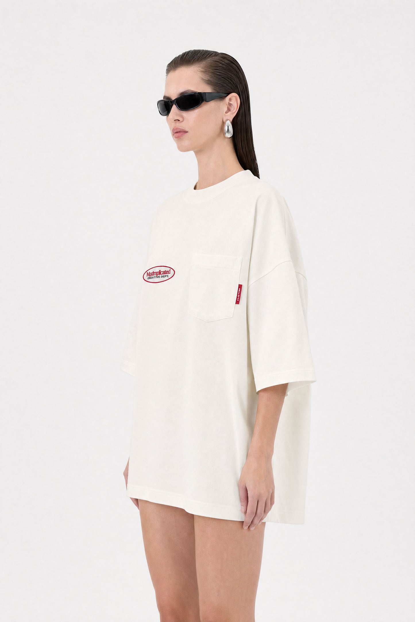Workwear Ecru Oversized Pocket T-Shirt