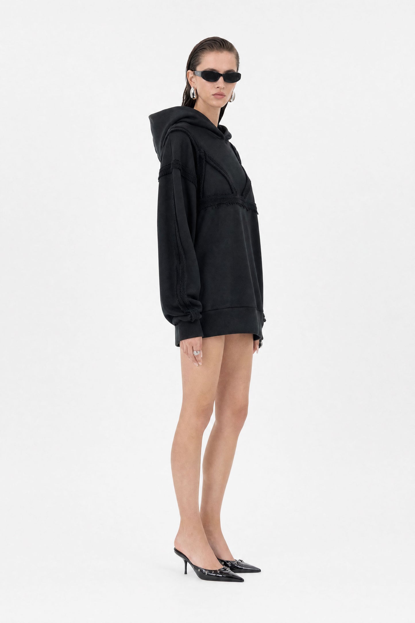 Bra Overlay Black Hoodie