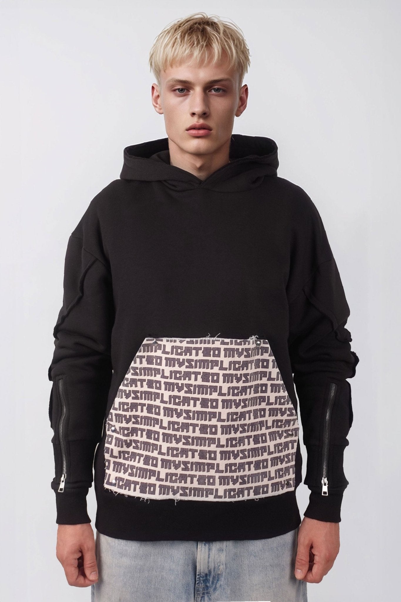Interchangable Patches Black Hoodie - MYS