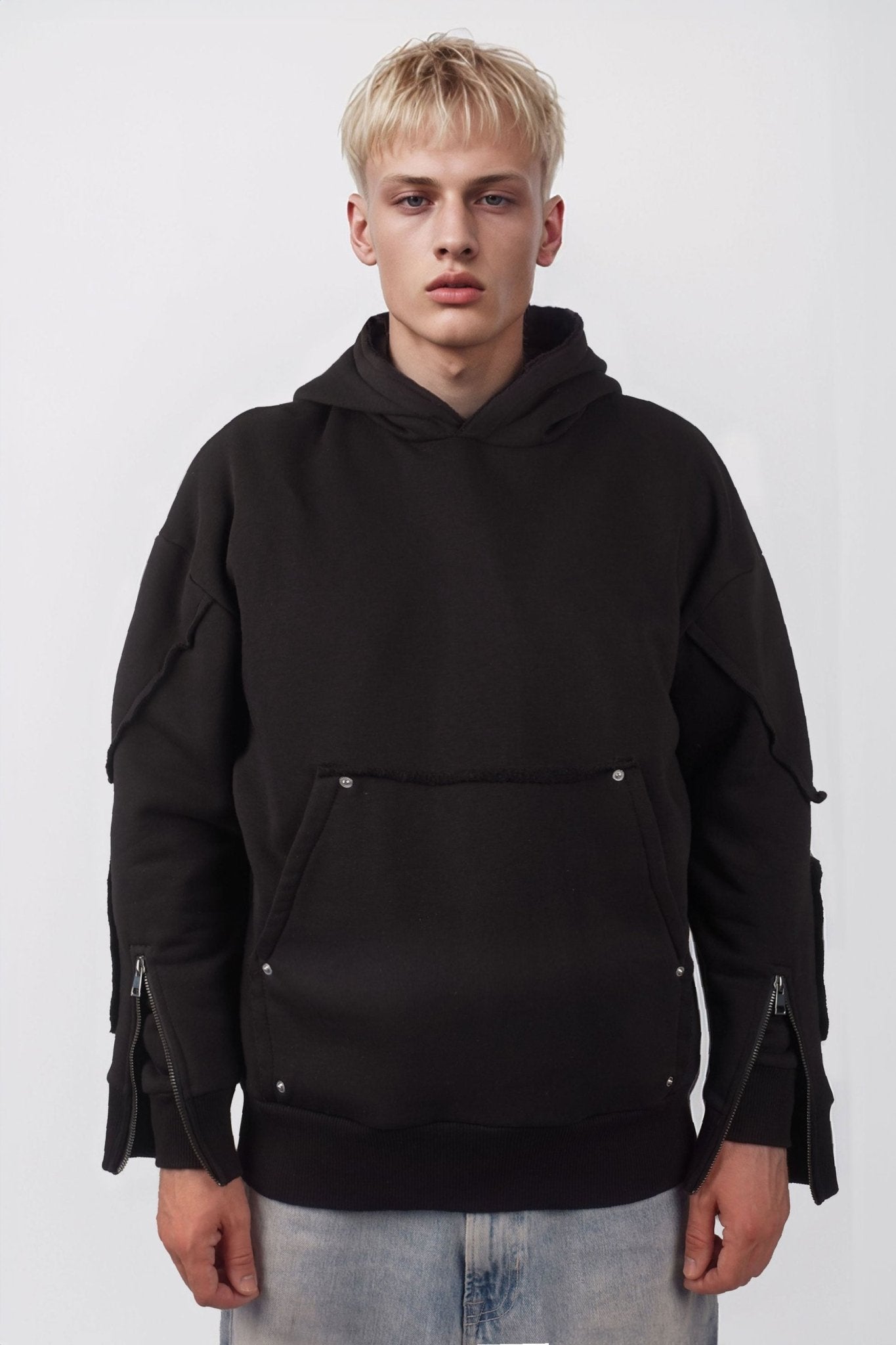 Interchangable Patches Black Hoodie - MYS
