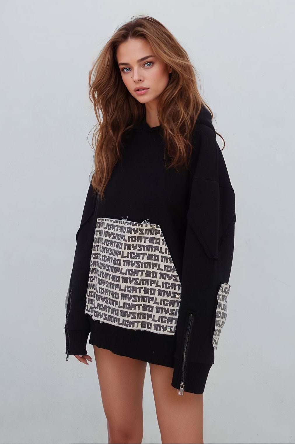 Interchangable Patches Black Hoodie - MYS