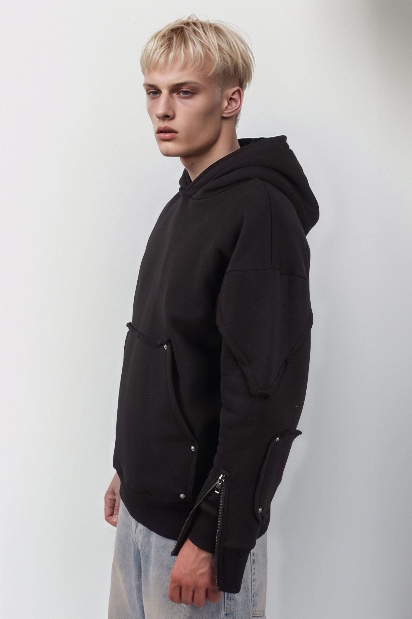 Interchangable Patches Black Hoodie - MYS