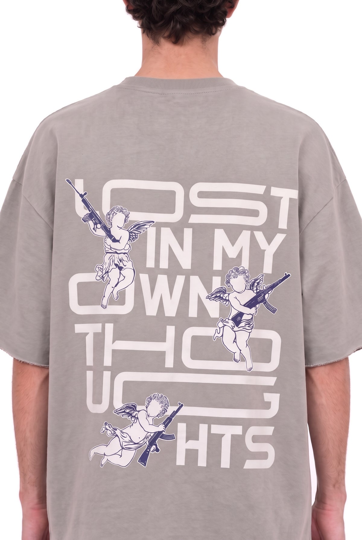 Lost Grey Oversized T-Shirt men – back print detail