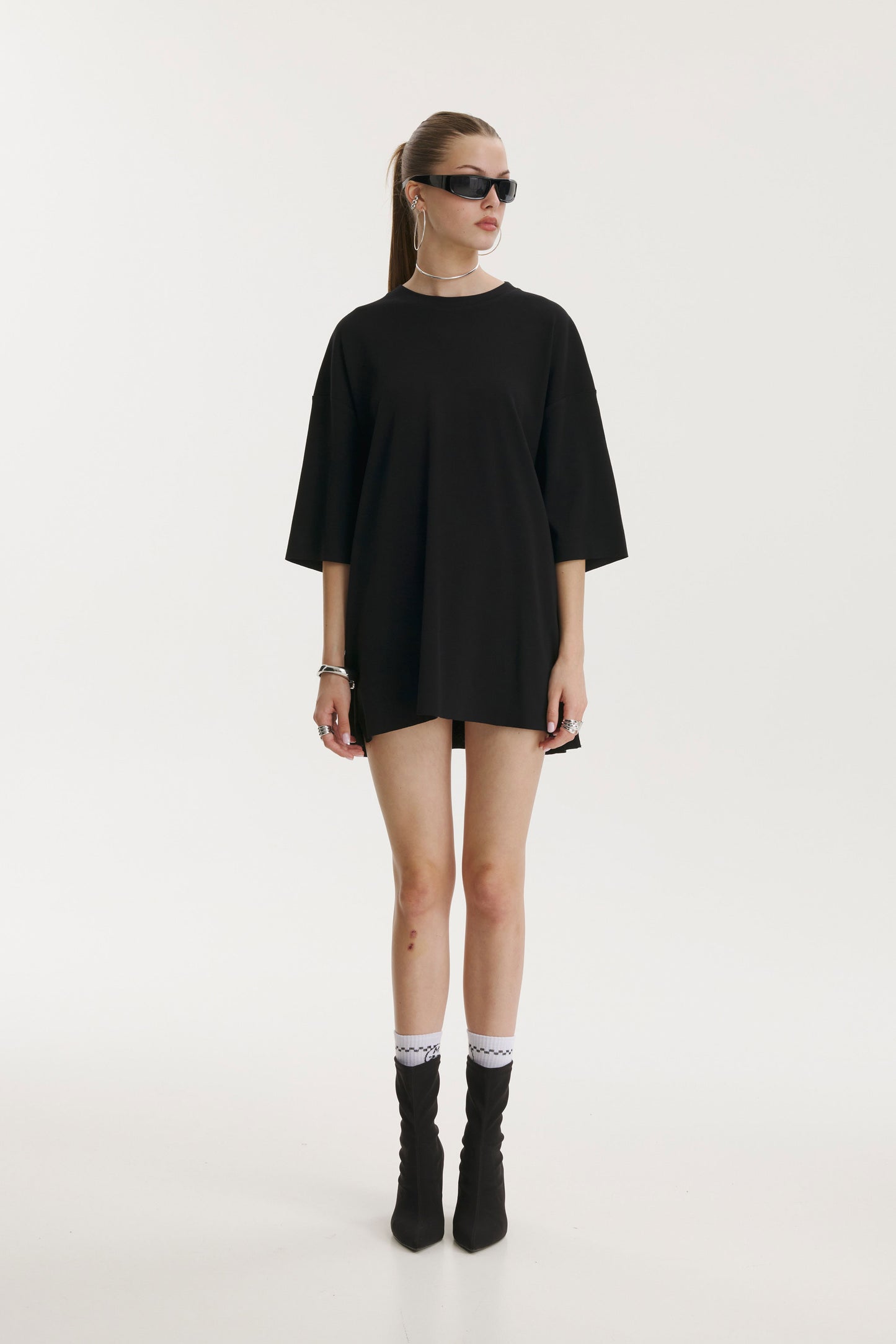 Oversized Cotton Black T-shirt 777 - MYS