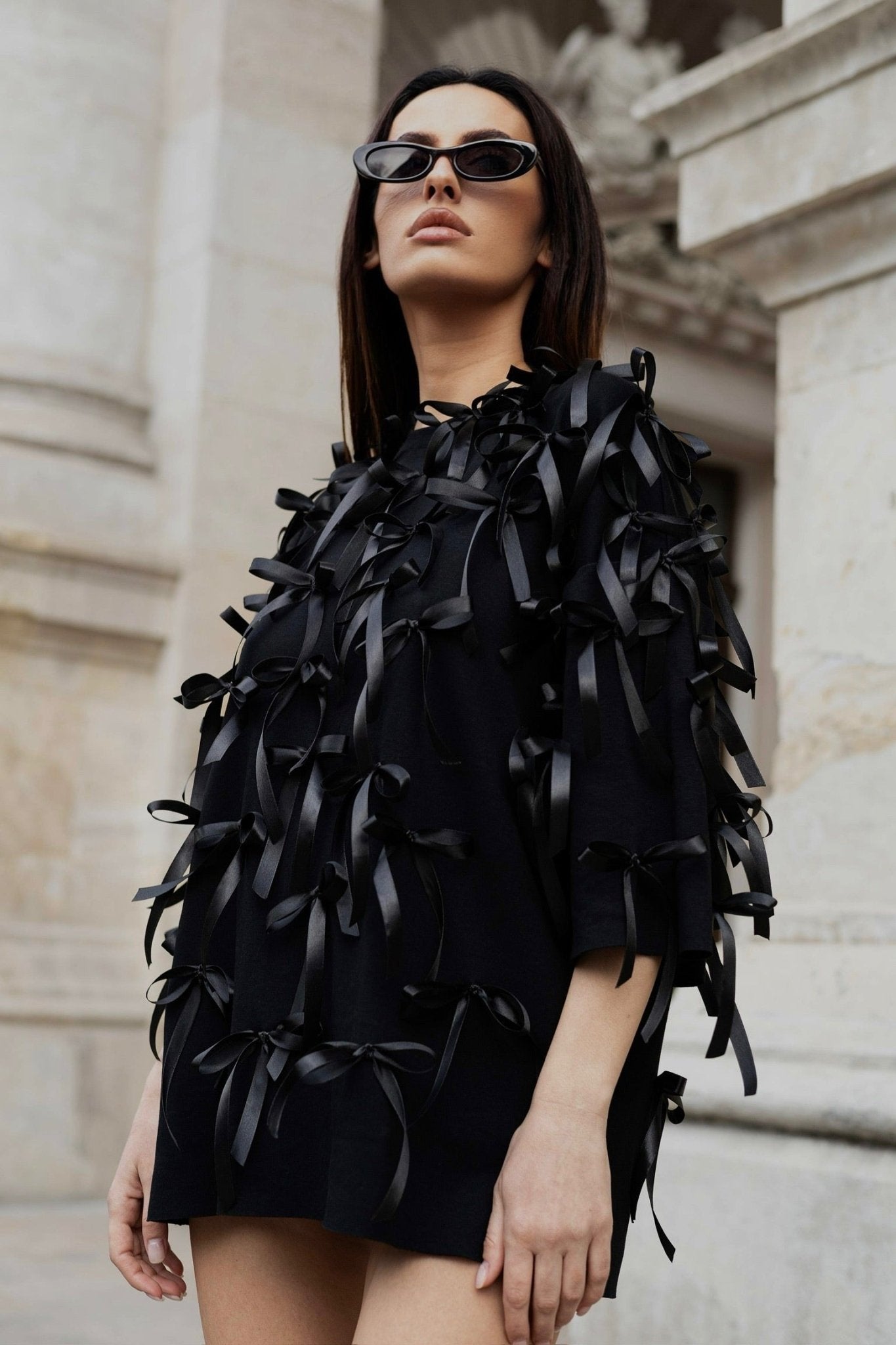 Oversized Black Ribbon T-shirt - MYS