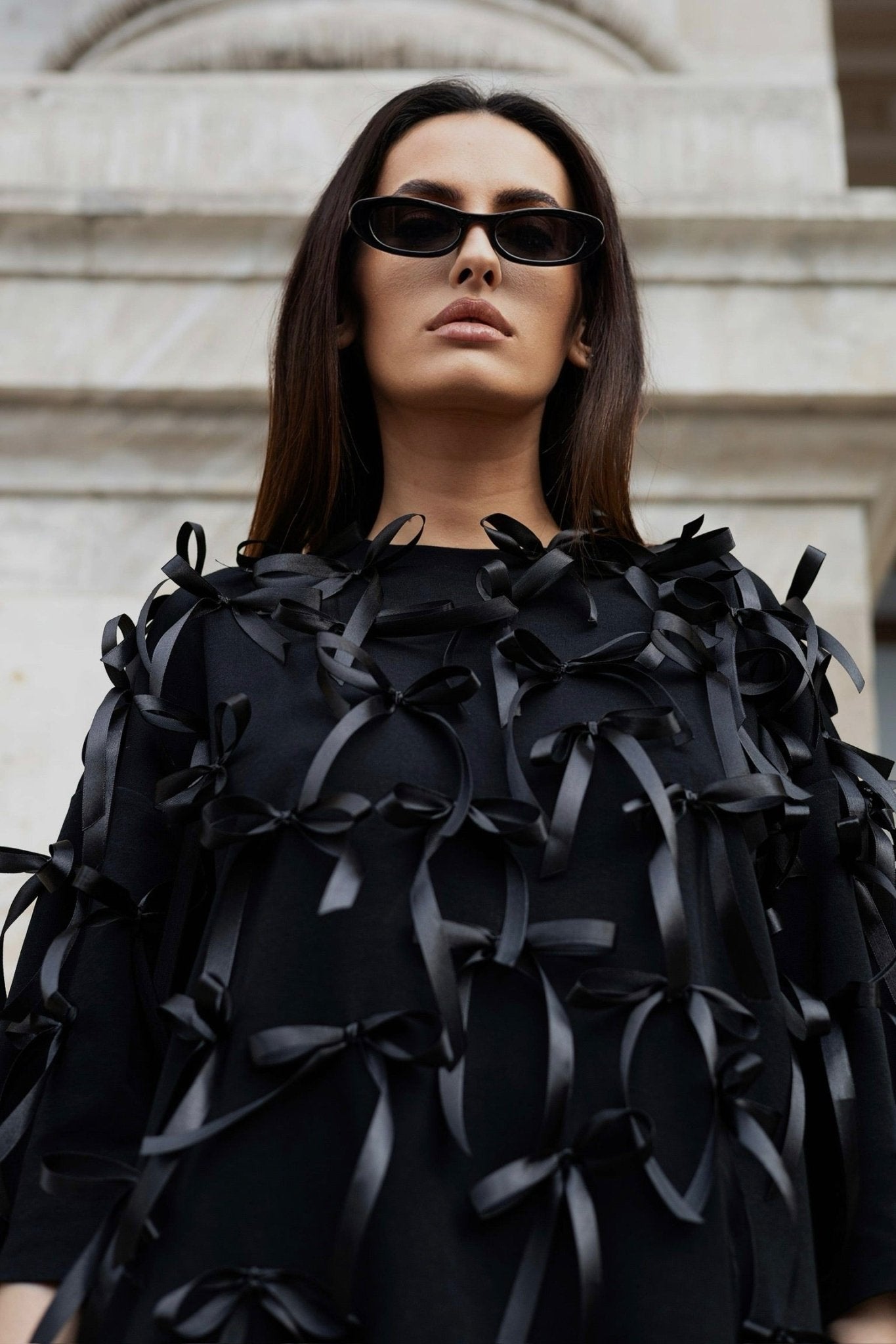 Oversized Black Ribbon T-shirt - MYS