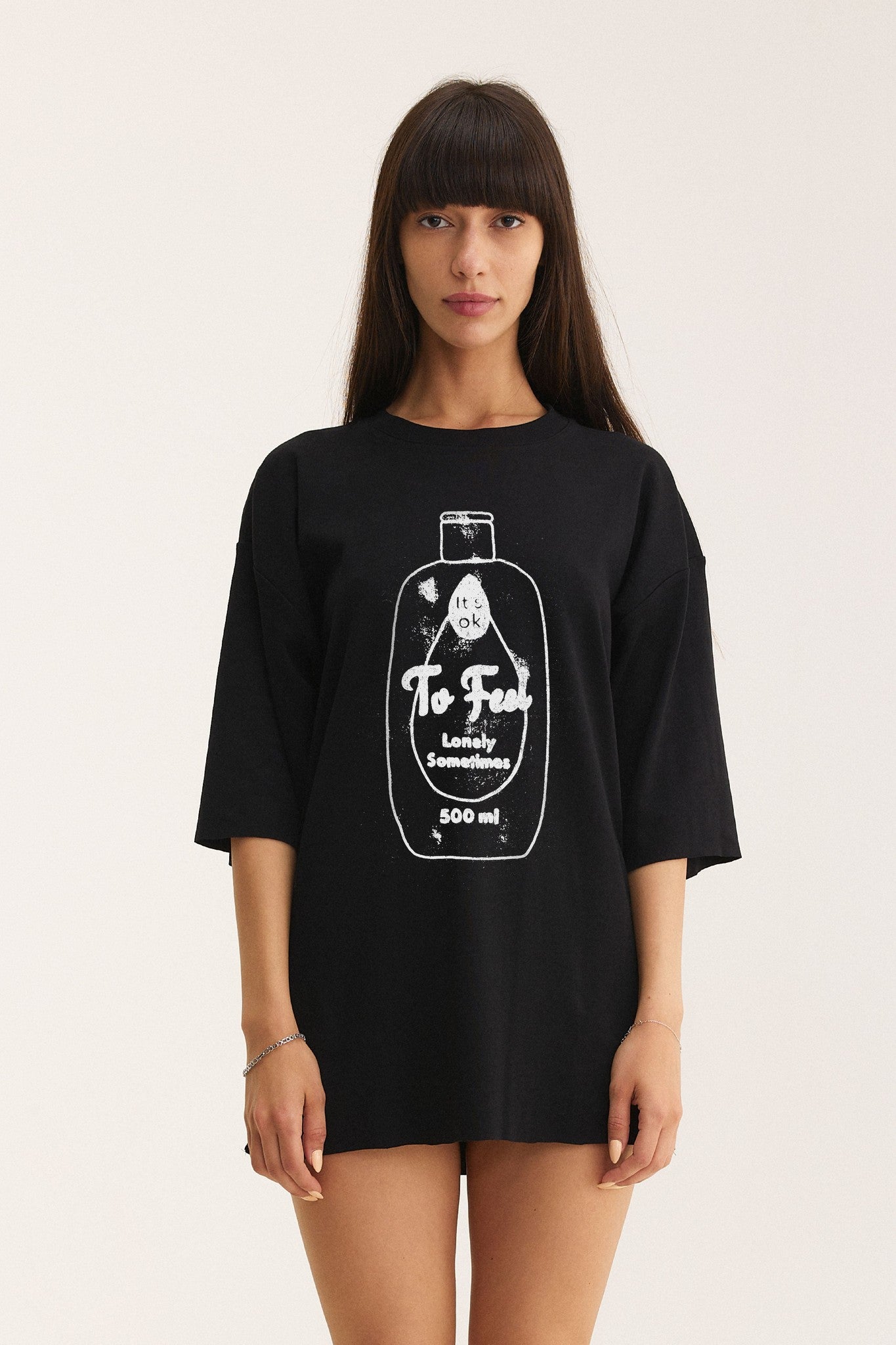 Oversized Cotton Black T-shirt Feel - MYS