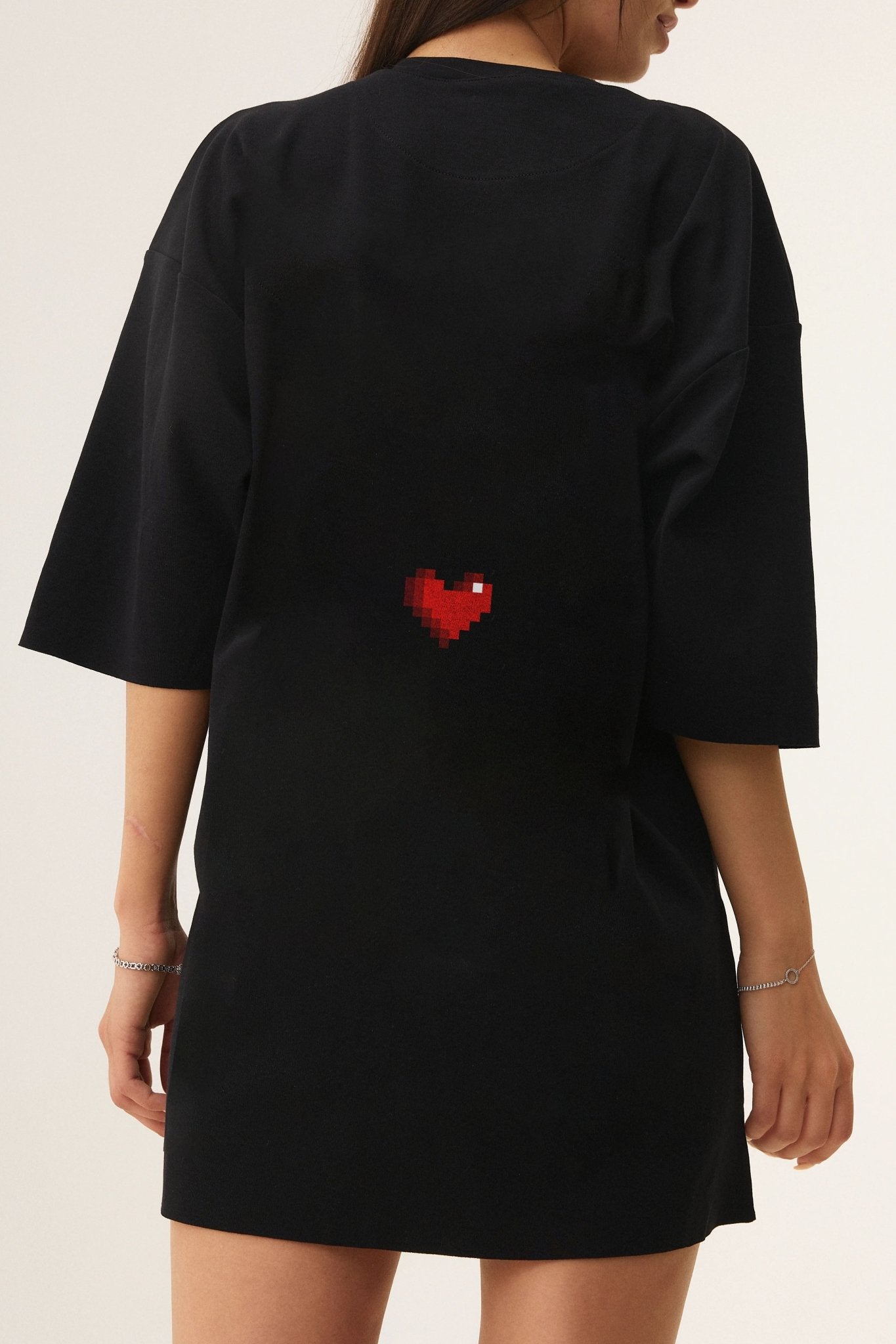Oversized Cotton Black T-shirt Love - MYS