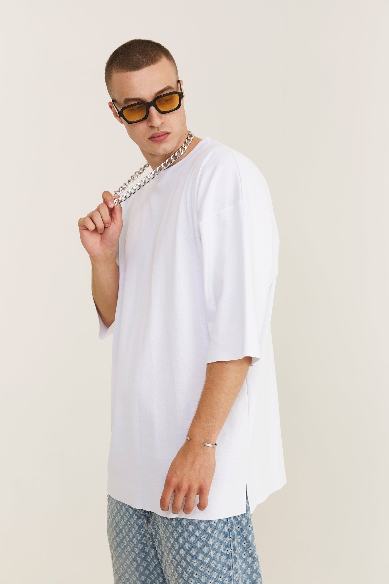 Oversized Cotton White T-shirt 777 - MYS