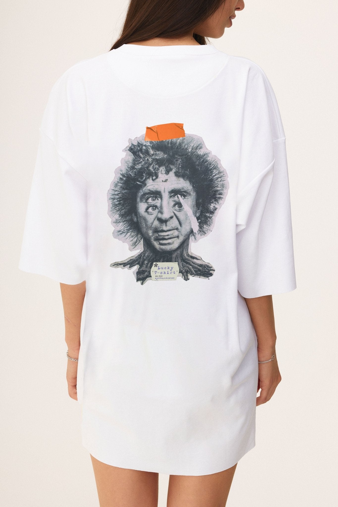 Oversized Cotton White T-shirt Double Eye - MYS