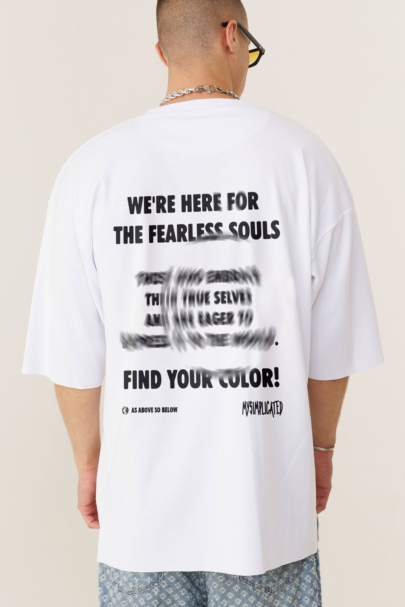 Oversized Cotton White T-shirt Kindness - MYS