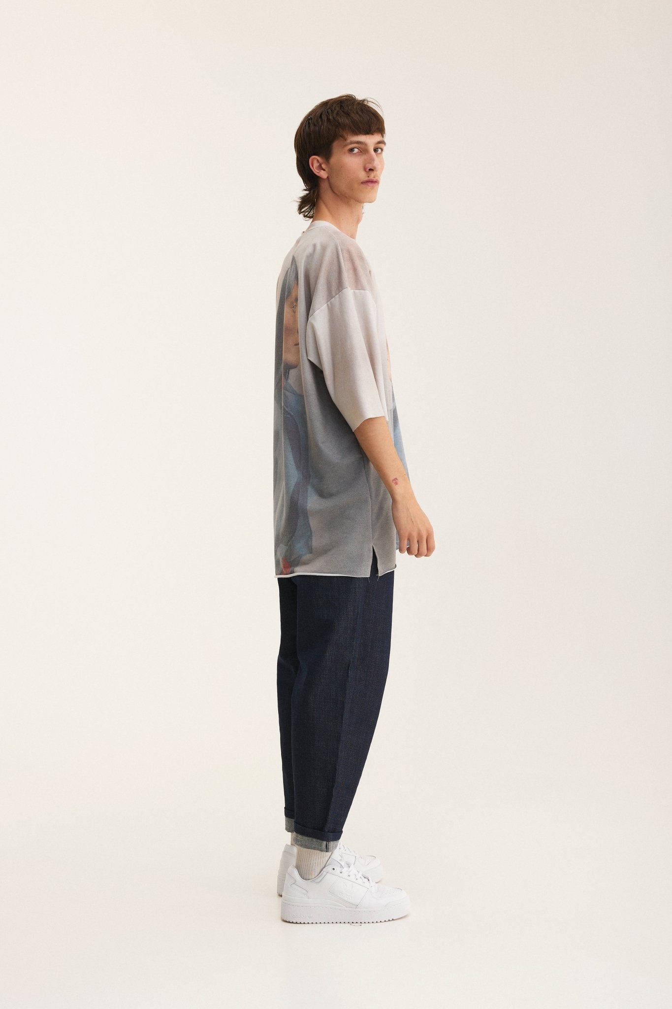 Oversized Full Print T-shirt Beige - MYS