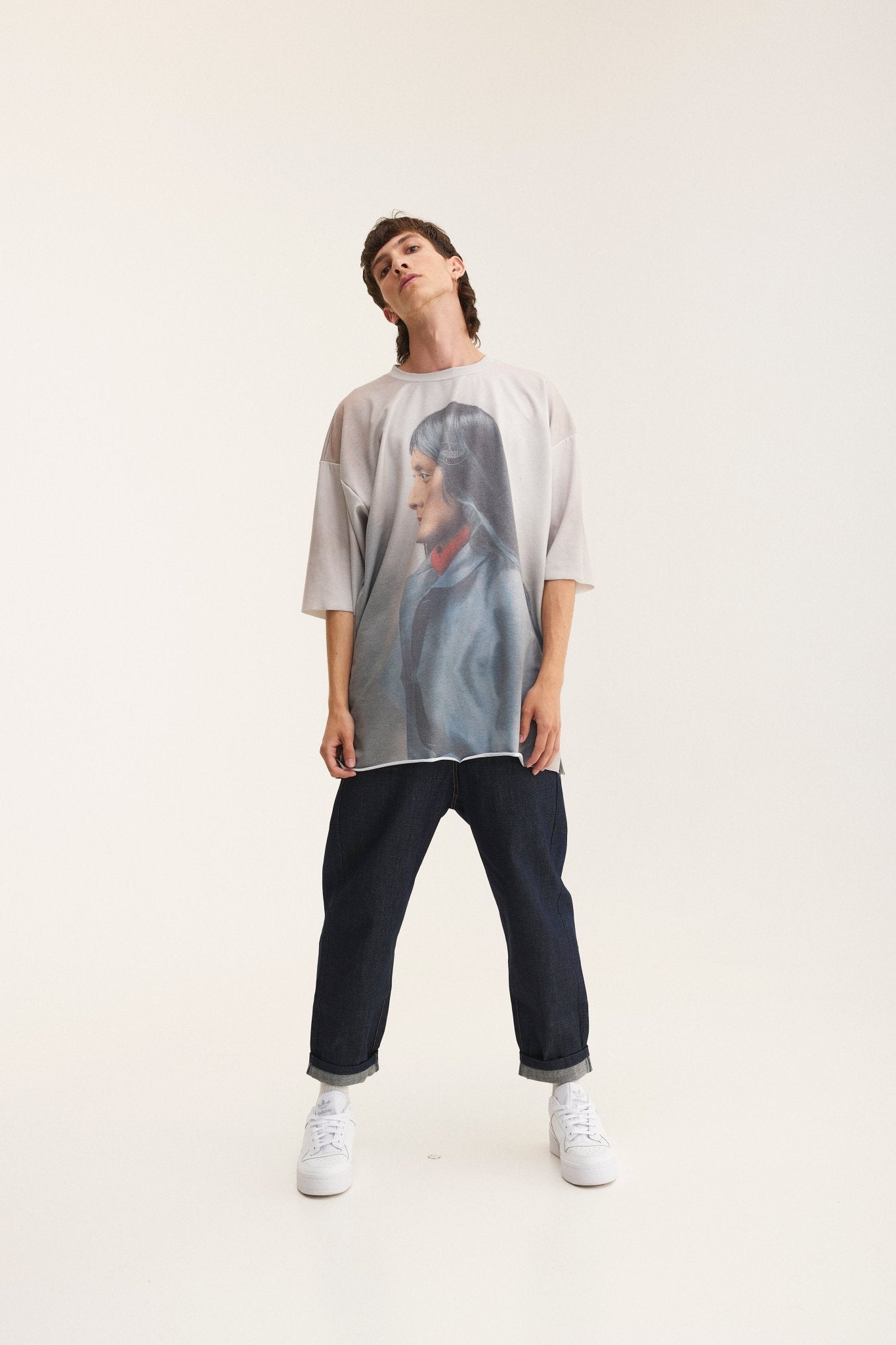Oversized Full Print T-shirt Beige - MYS