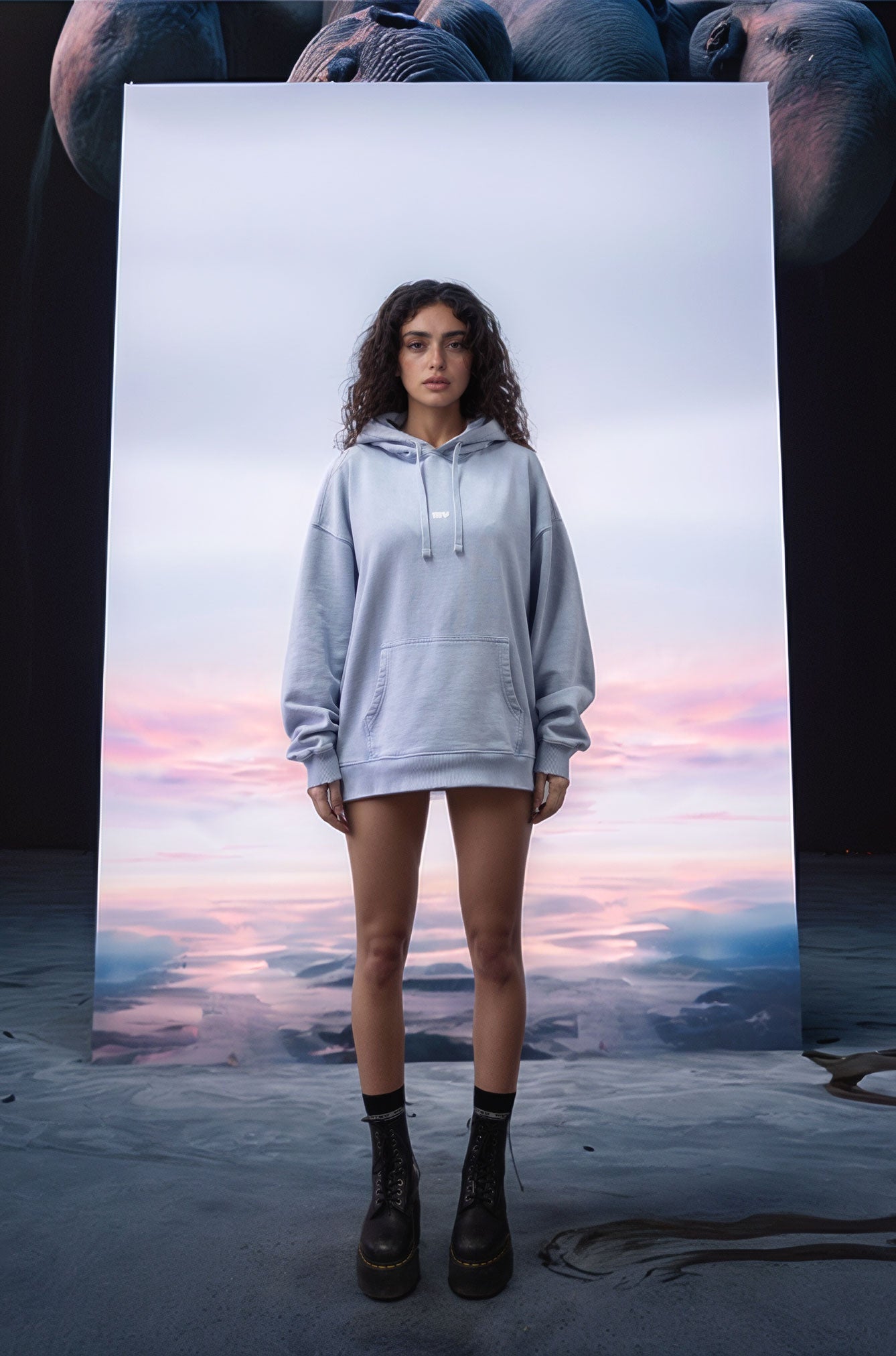 Oversized Vintage Shadow Gaze Hoodie - MYS