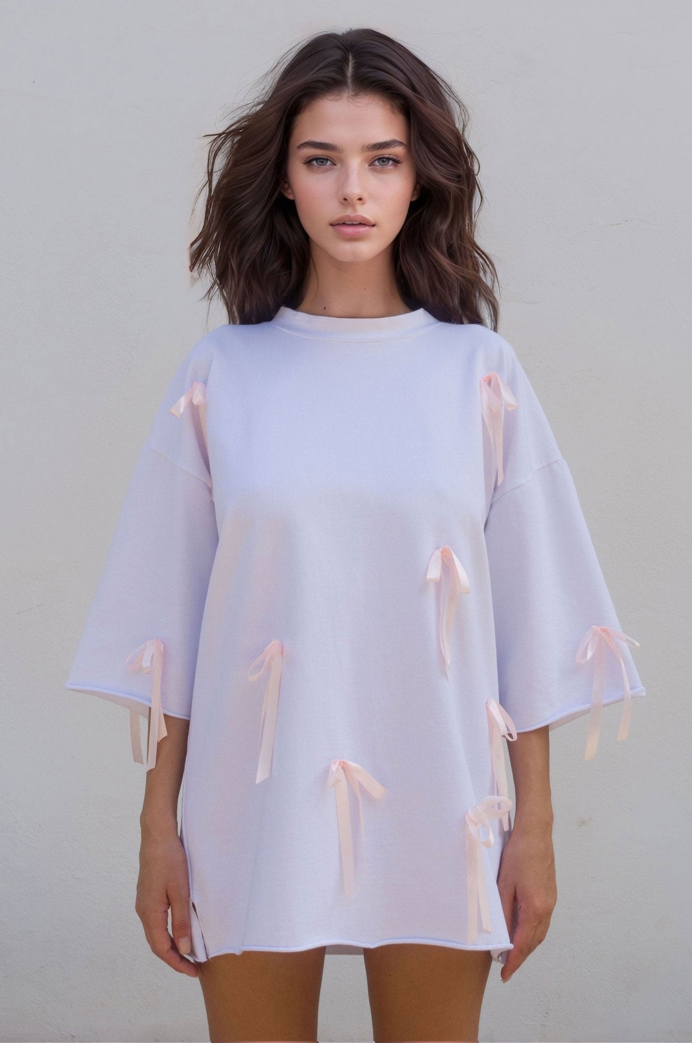 Oversized White Ribbon T-shirt - MYS