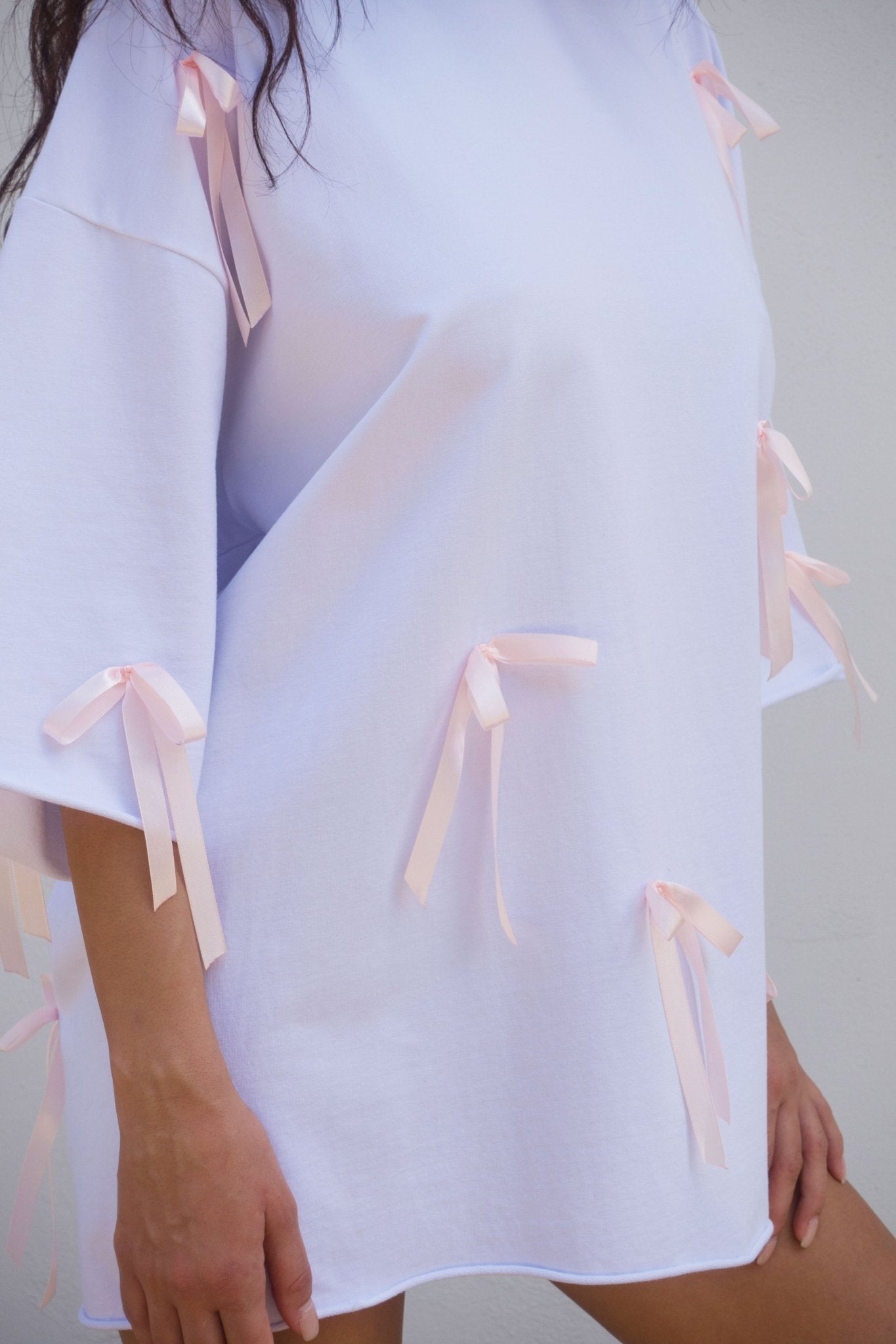 Oversized White Ribbon T-shirt - MYS