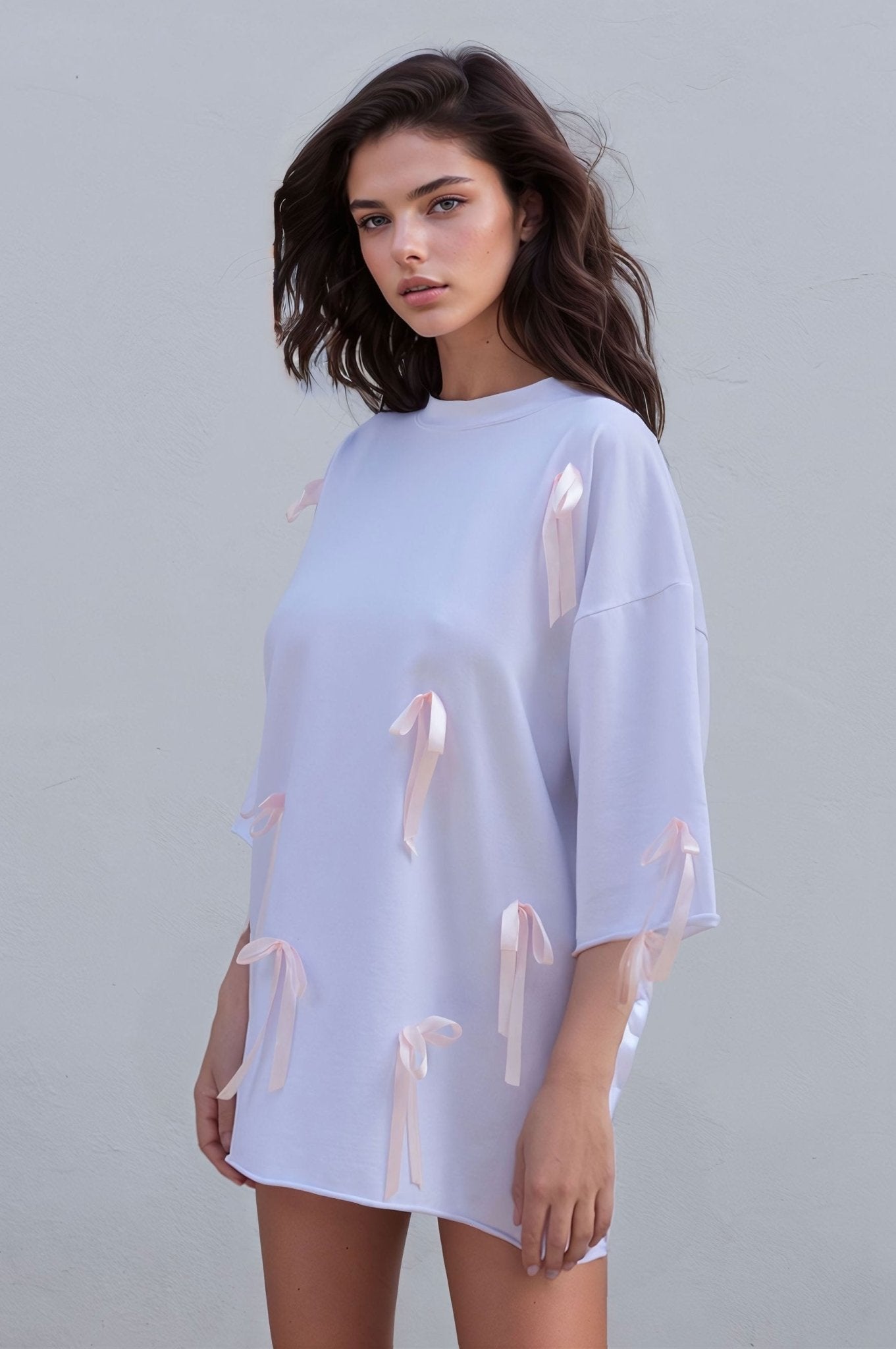 Oversized White Ribbon T-shirt - MYS
