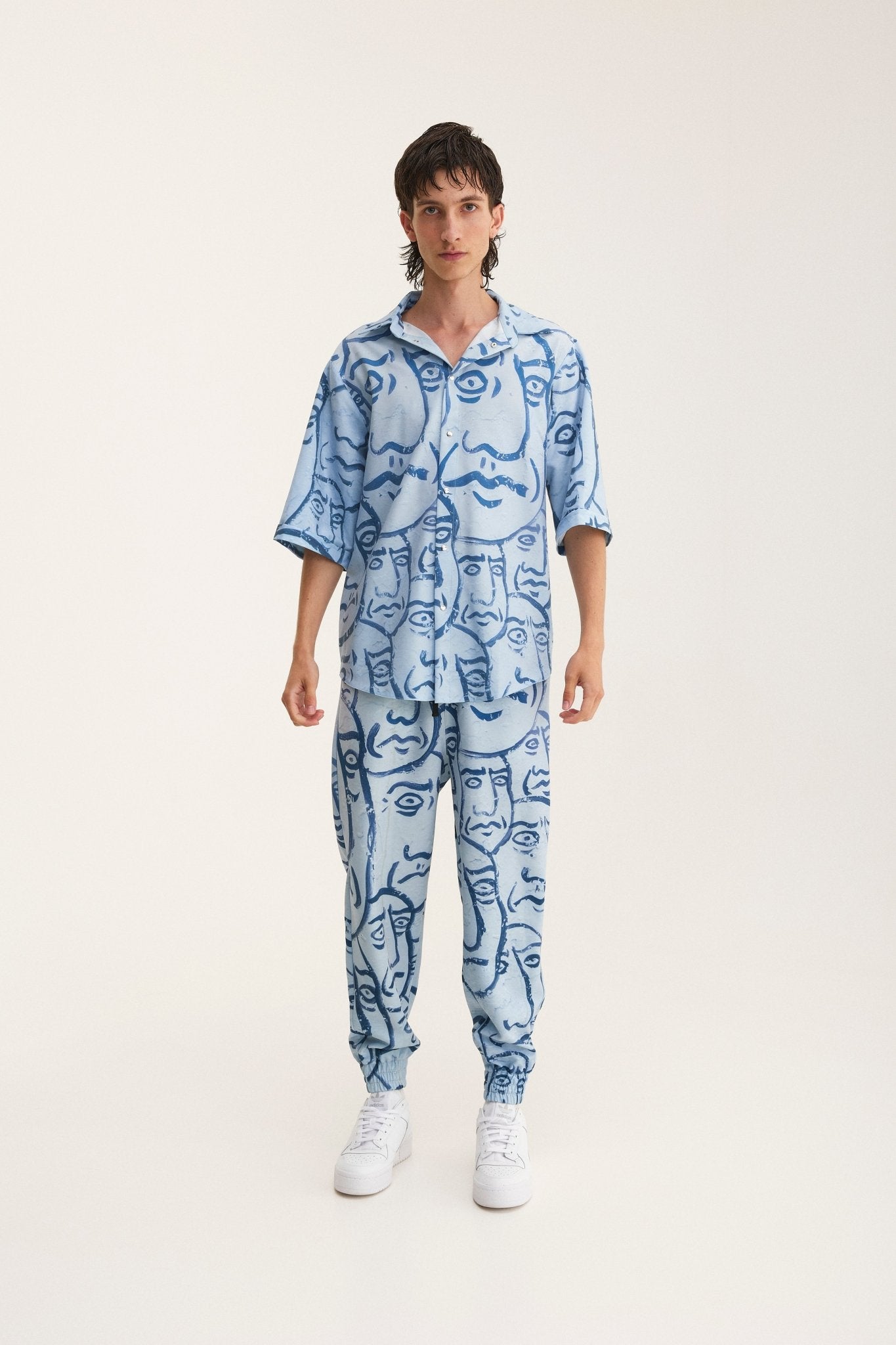 Short Sleeve Shirt & Pants Set Faces (recycled fabric) - MYS