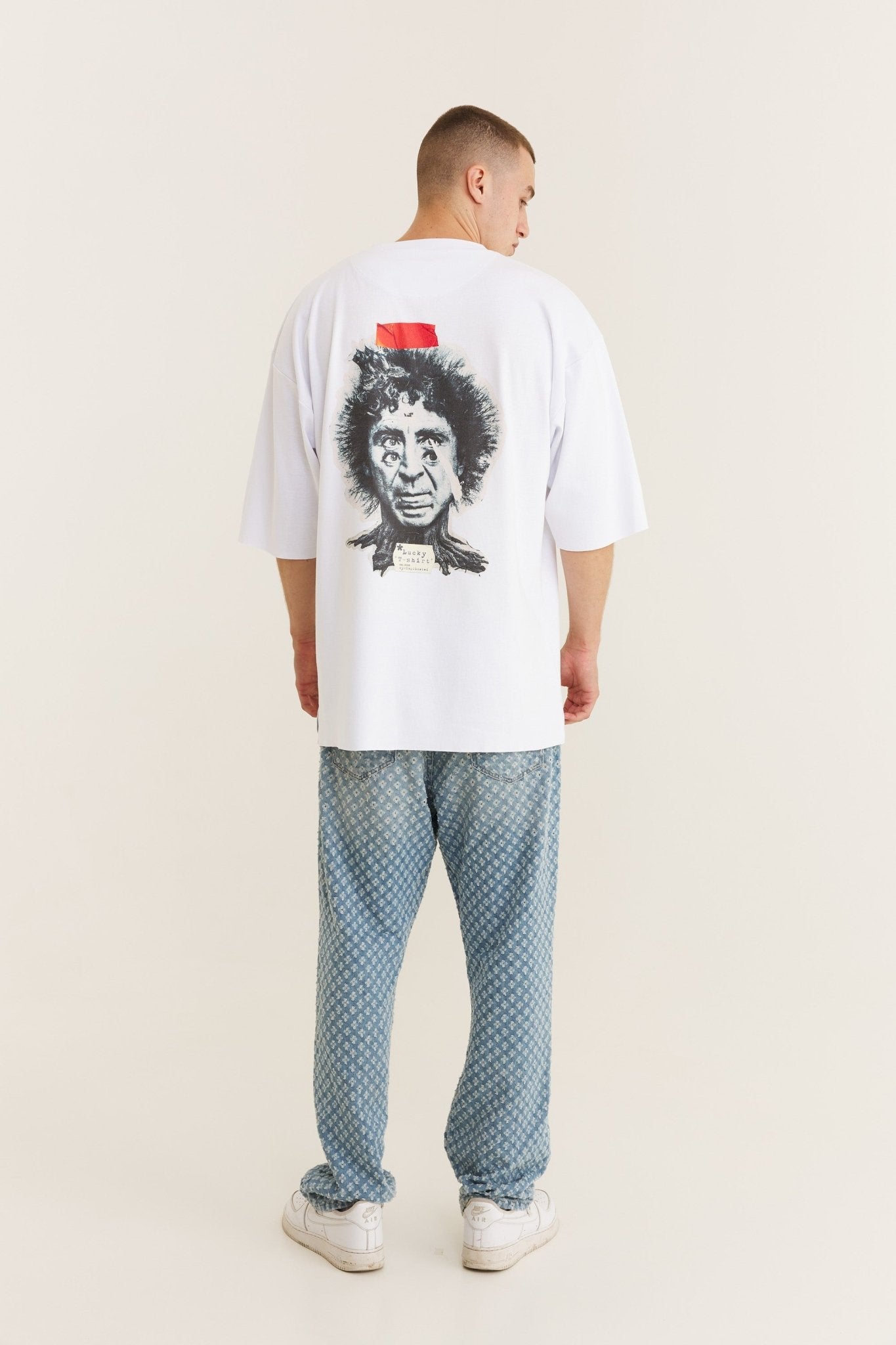 Oversized Cotton White T-shirt Double Eye - MYS