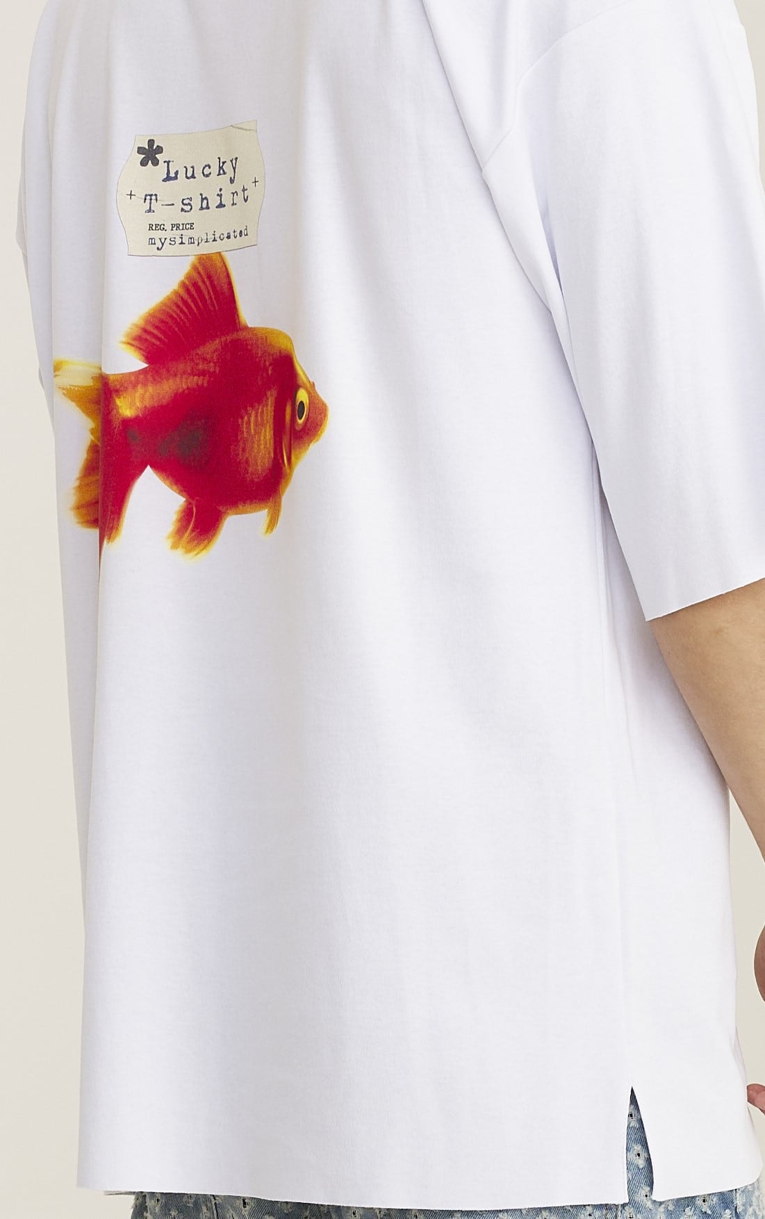 Oversized Cotton White T-shirt Lucky - MYS