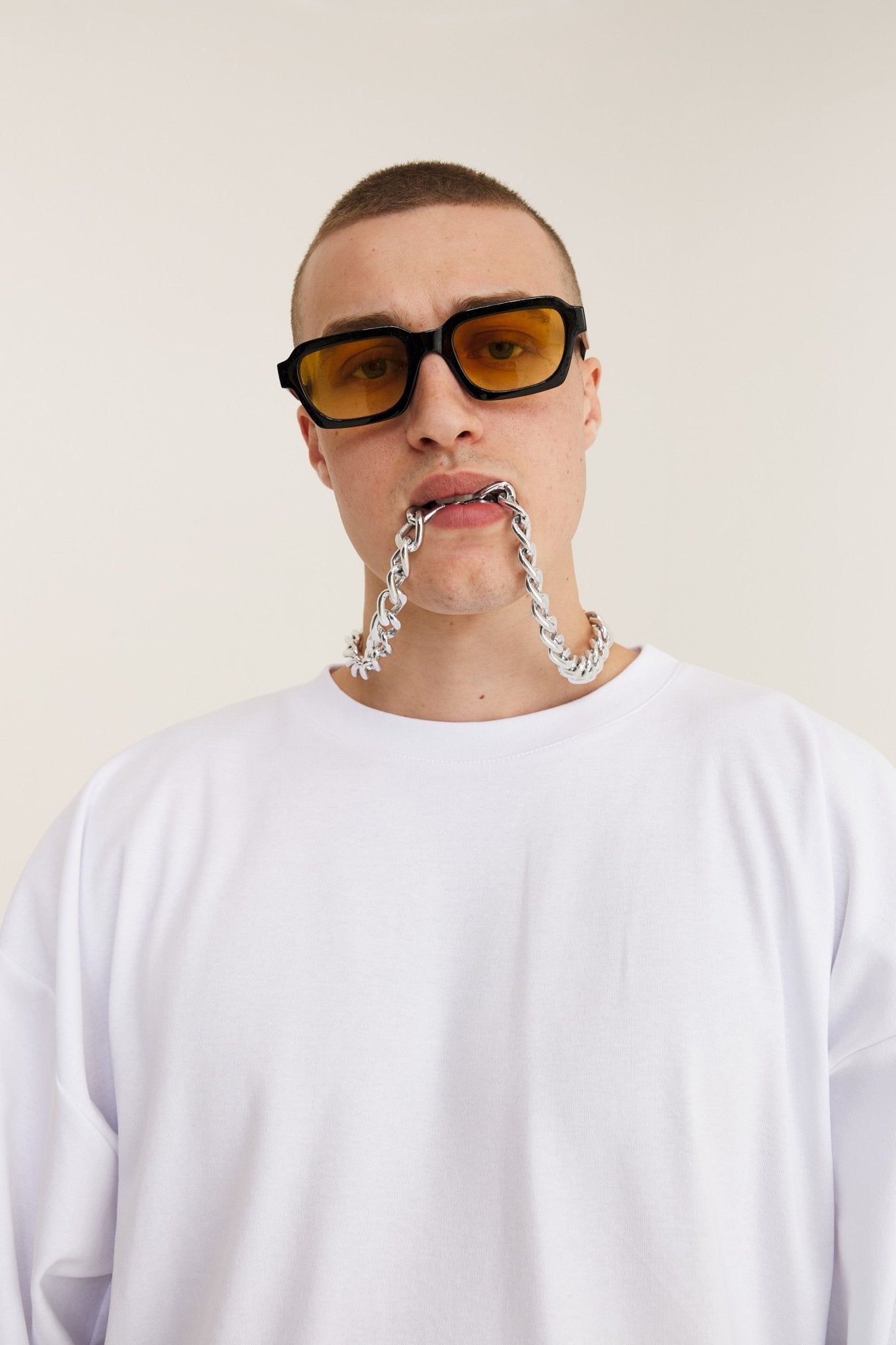 Oversized Cotton White T-shirt Lucky - MYS