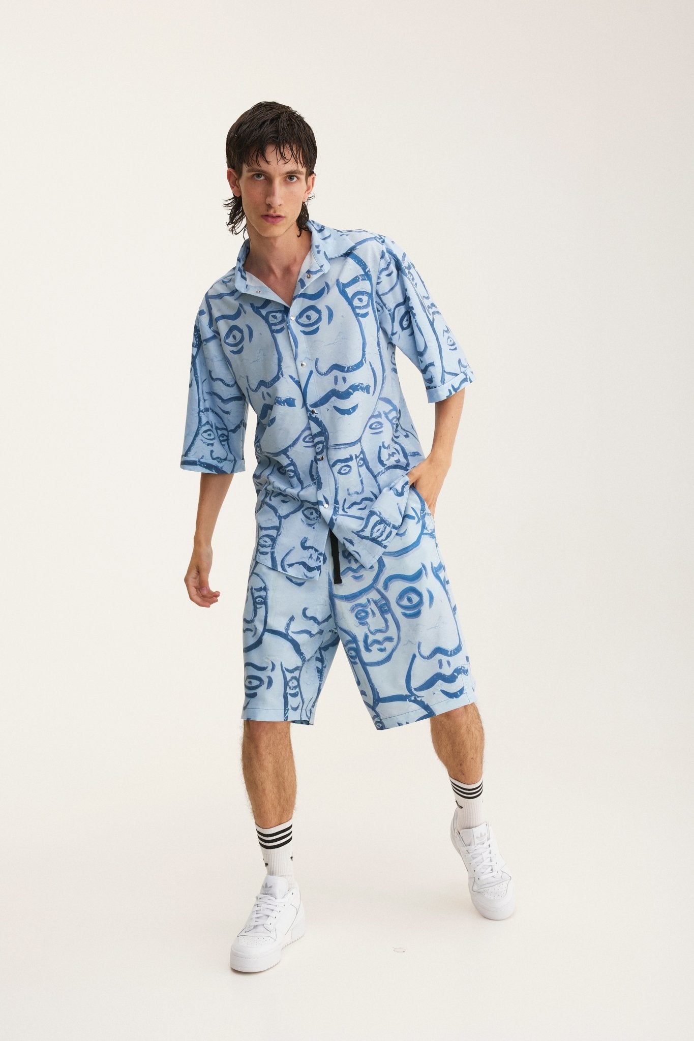 Short Sleeve Shirt & Bermuda Set Faces (recycled fabric) - MYS