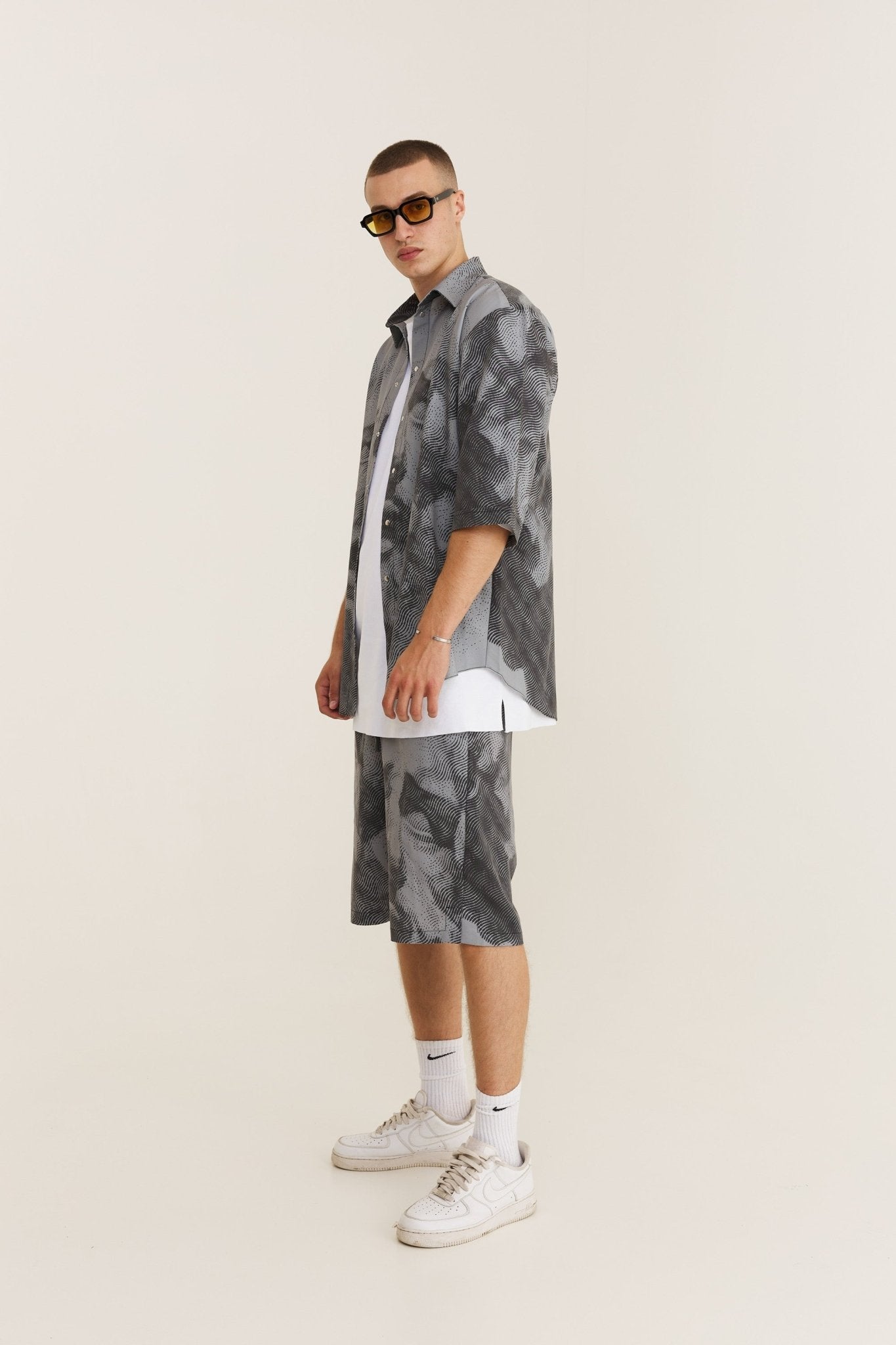 Short Sleeve Shirt & Bermuda Set Grey (recycled fabric) - MYS