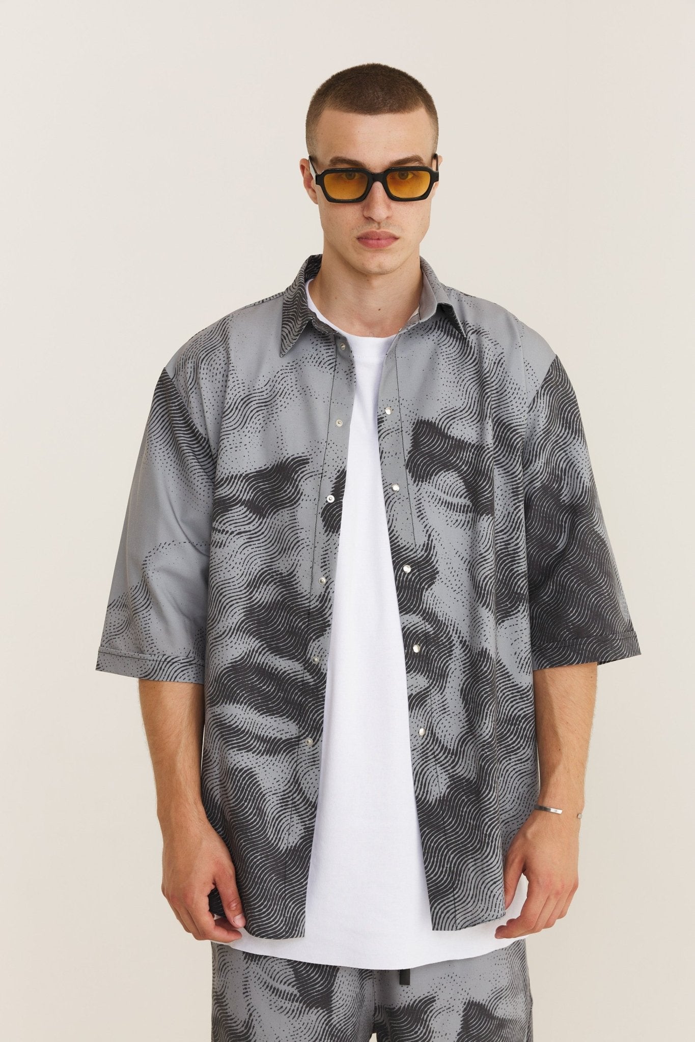 Short Sleeve Shirt & Bermuda Set Grey (recycled fabric) - MYS