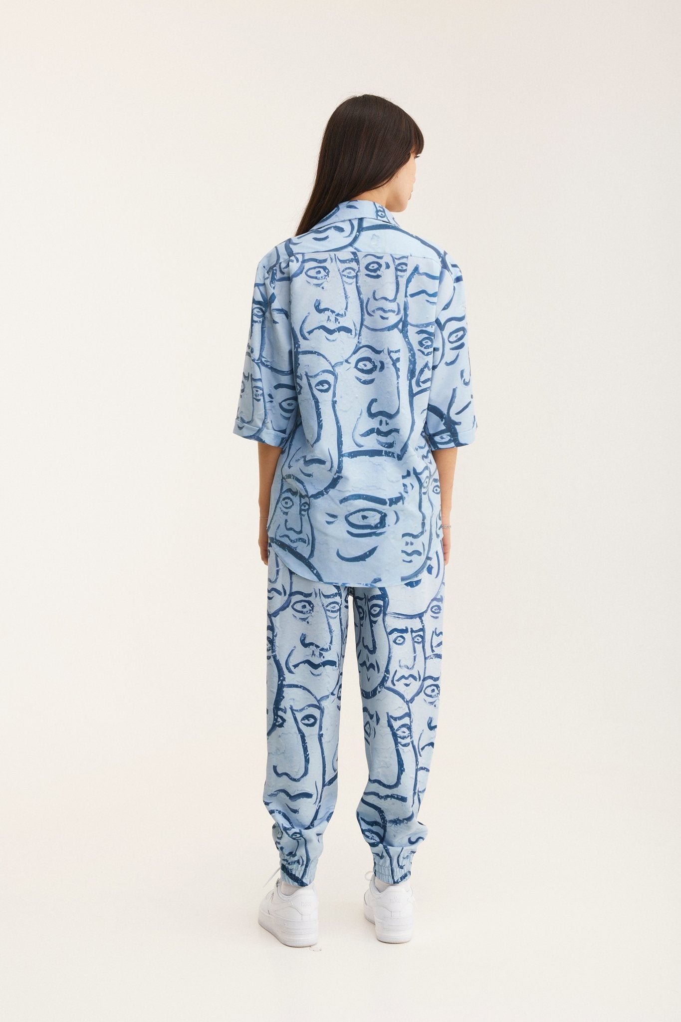 Short Sleeve Shirt & Pants Set Faces (recycled fabric) - MYS