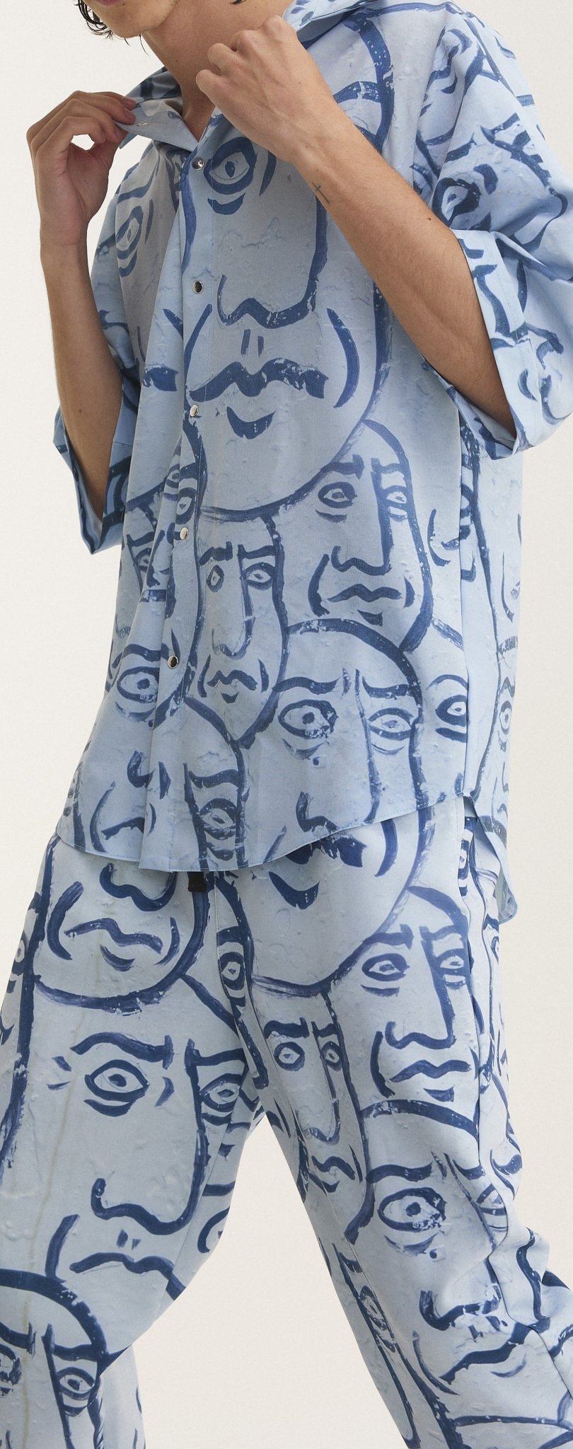 Short Sleeve Shirt & Pants Set Faces (recycled fabric) - MYS