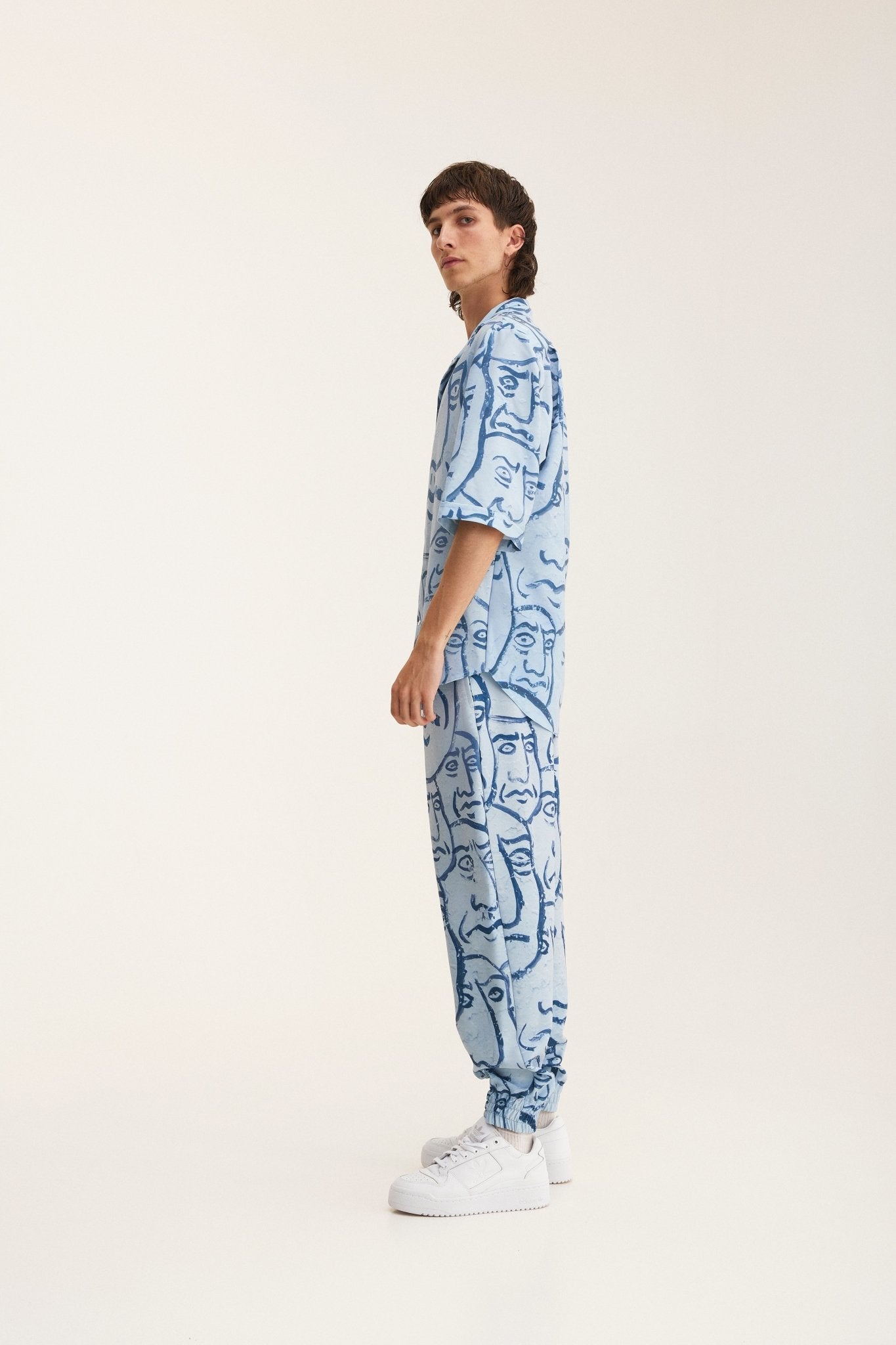 Short Sleeve Shirt & Pants Set Faces (recycled fabric) - MYS