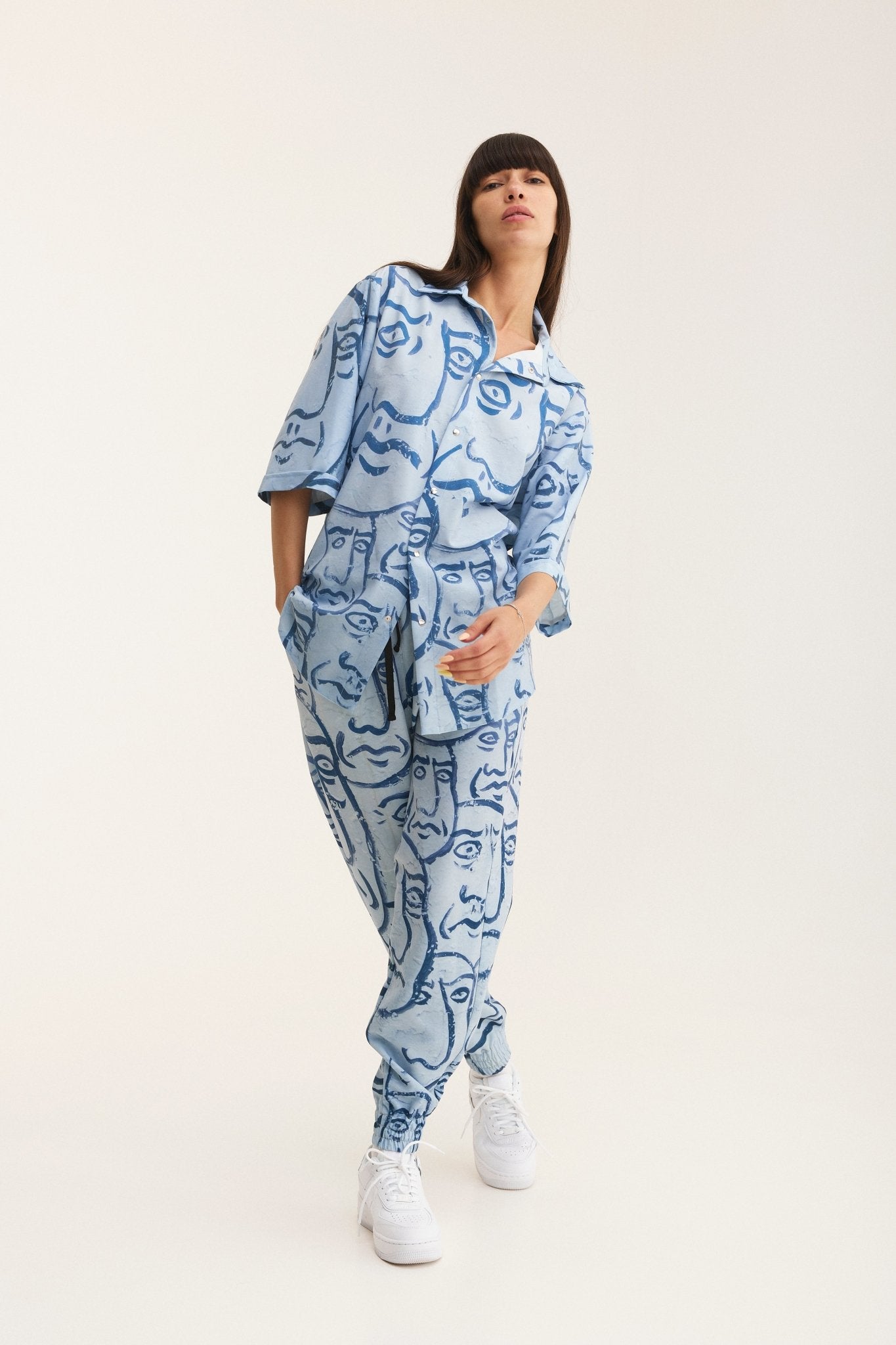 Short Sleeve Shirt & Pants Set Faces (recycled fabric) - MYS