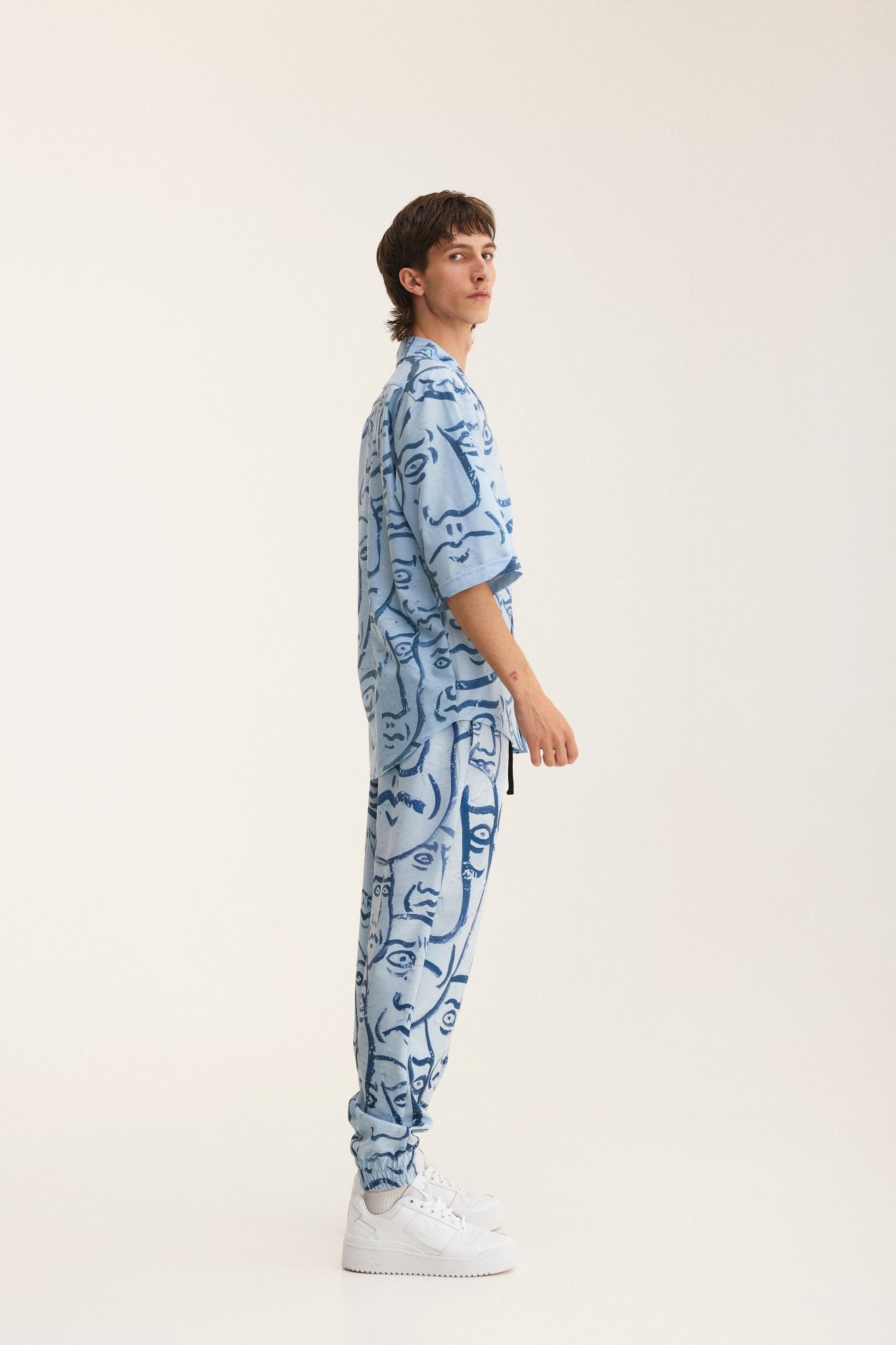Short Sleeve Shirt & Pants Set Faces (recycled fabric) - MYS