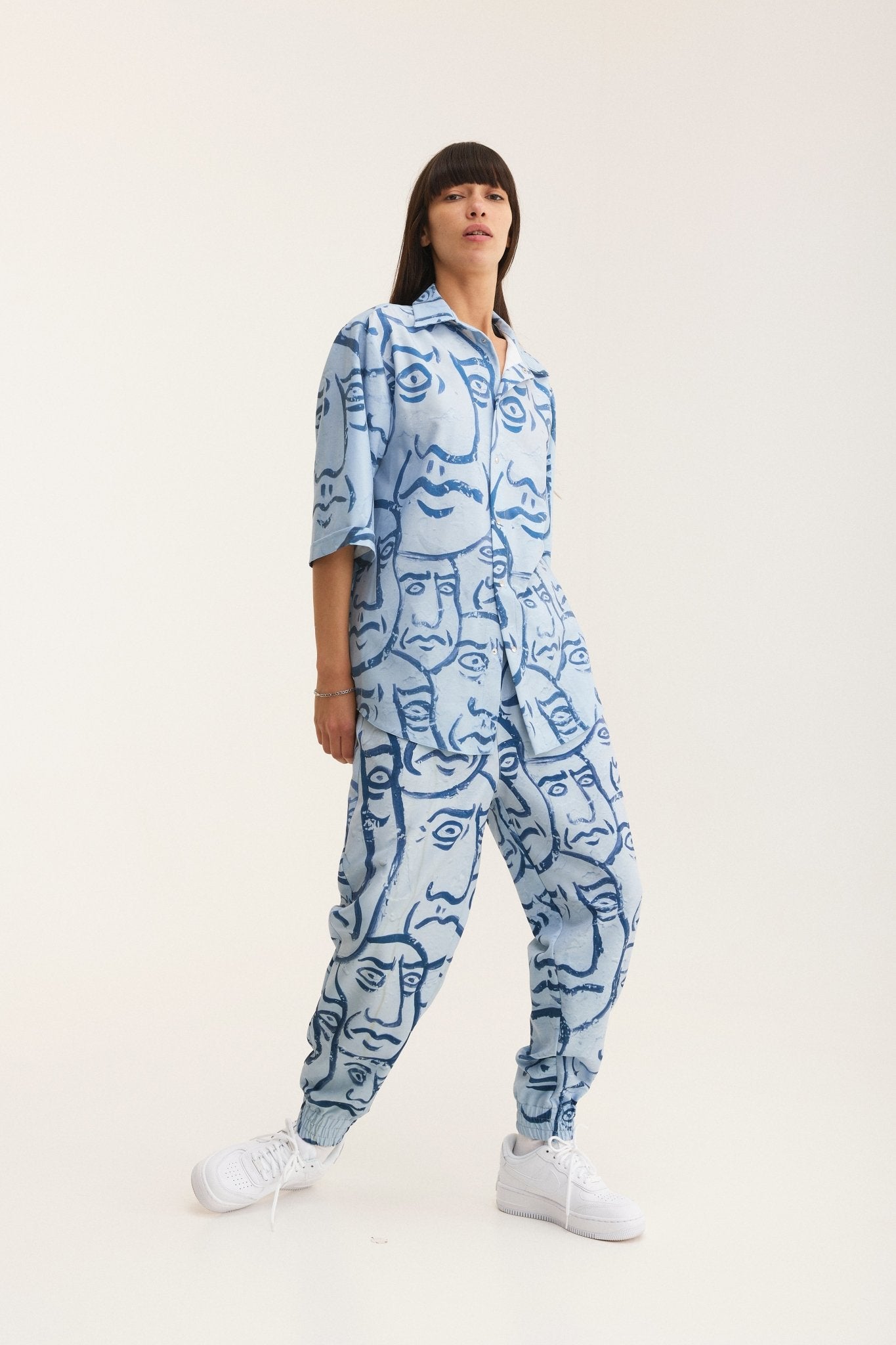 Short Sleeve Shirt & Pants Set Faces (recycled fabric) - MYS