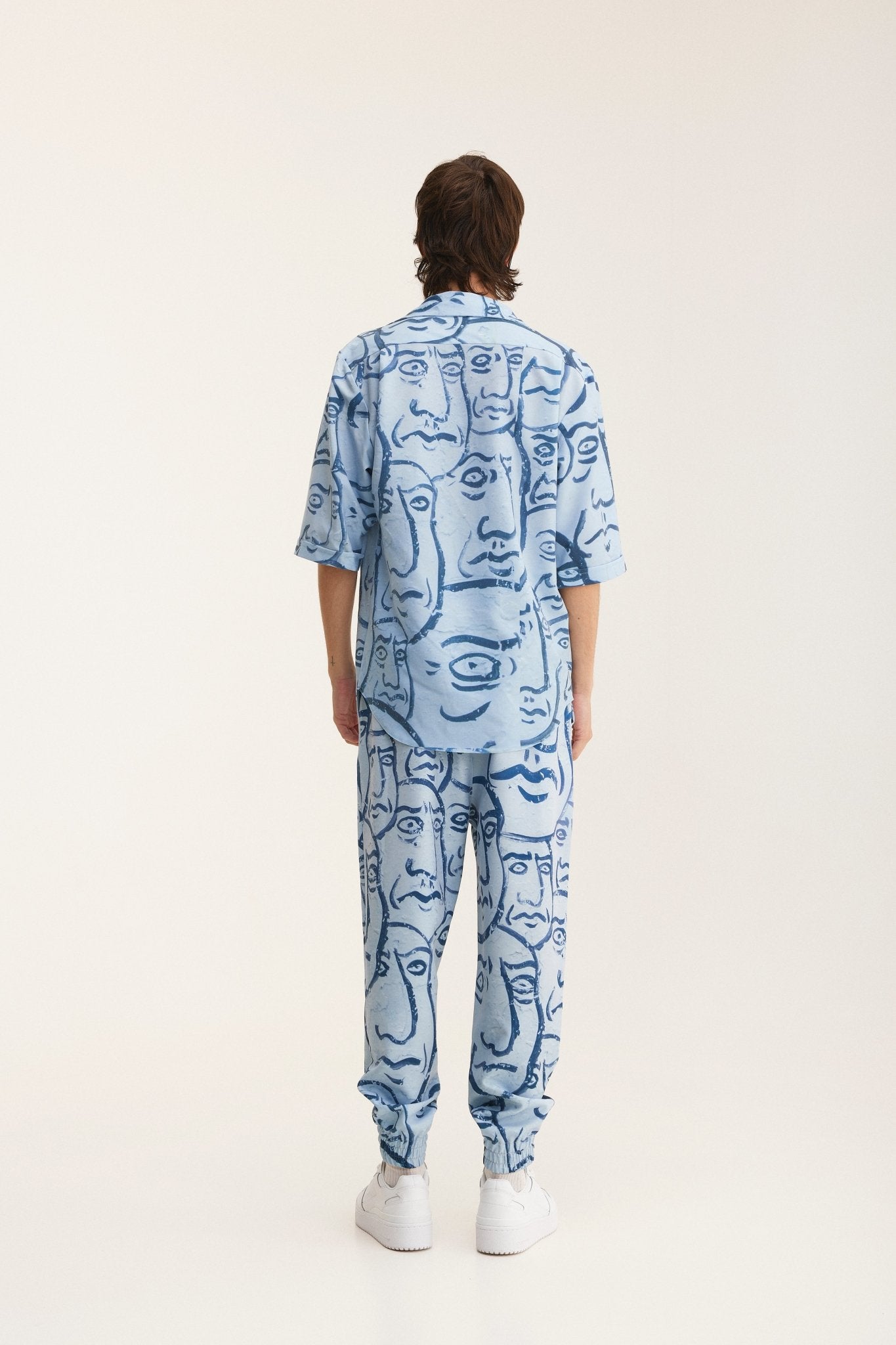 Short Sleeve Shirt & Pants Set Faces (recycled fabric) - MYS