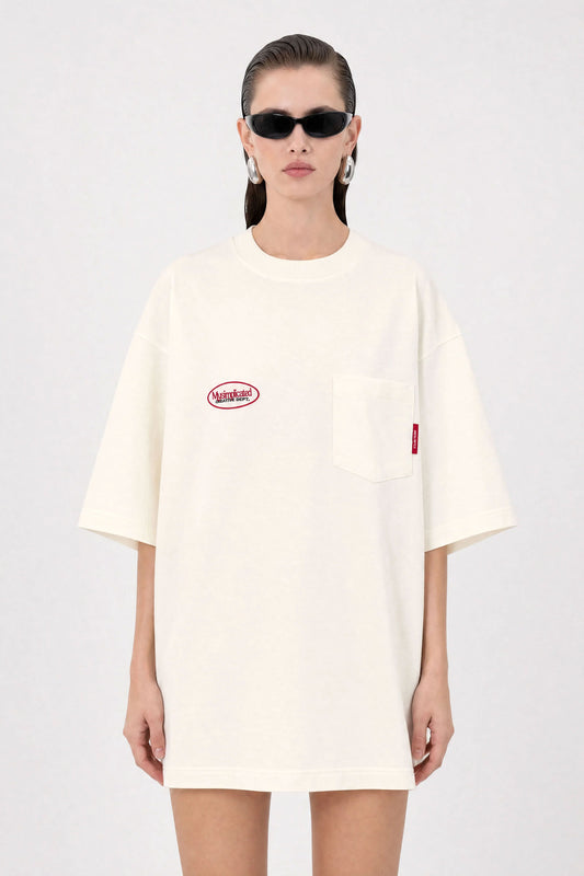 Workwear Ecru Oversized Pocket T-Shirt