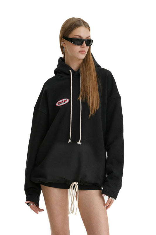 Cloud Drawstring Black Hoodie