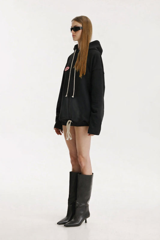 Cloud Drawstring Black Hoodie - MYS