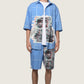 Short Sleeve Shirt & Bermuda Set Glitched Astronaut (recycled fabric)